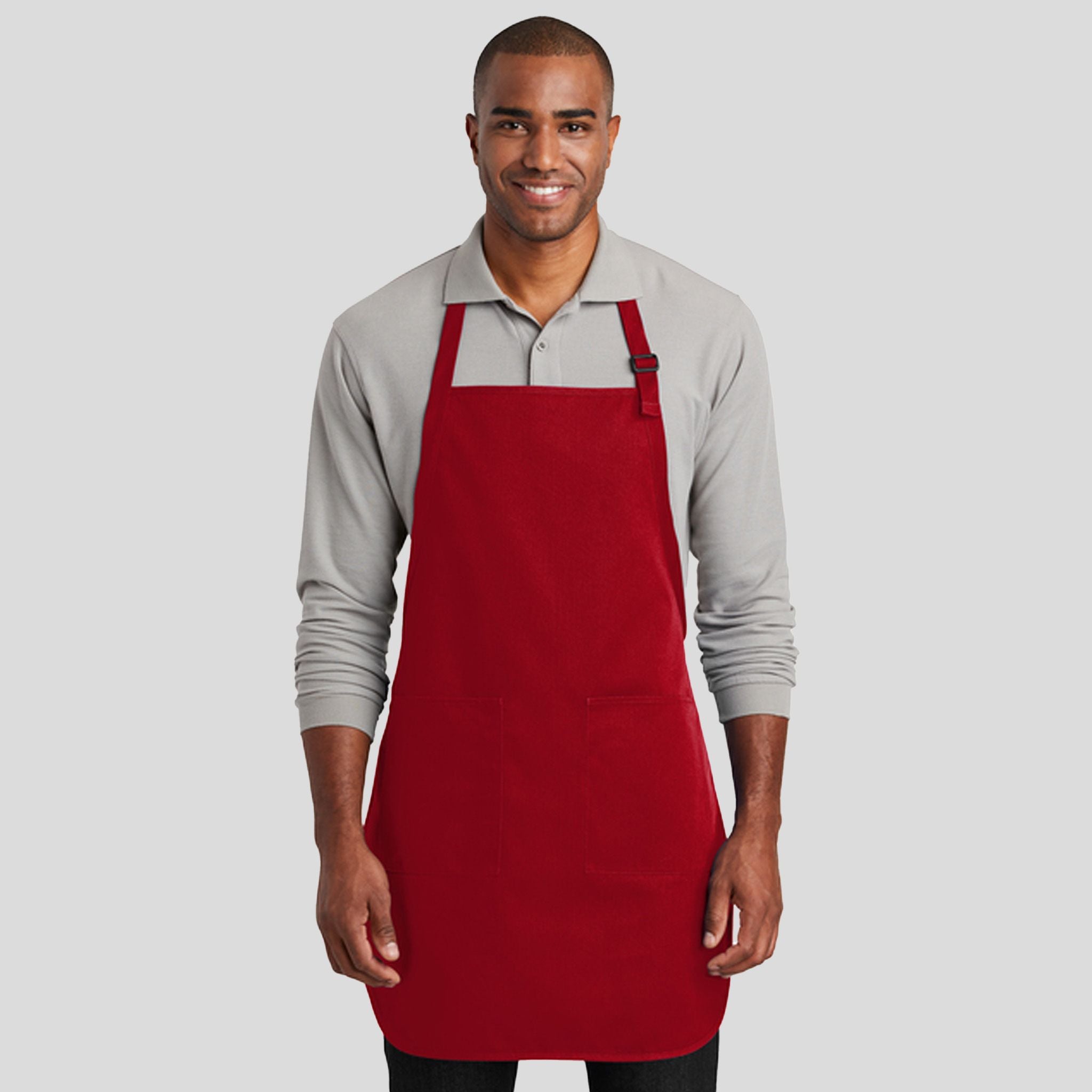 Full-Length Two-Pocket Bib Apron | Red