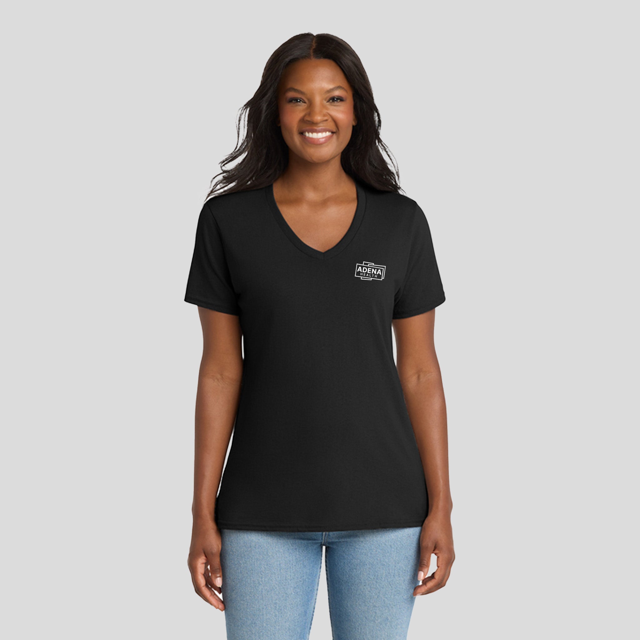 Adena Core Cotton V-Neck Tee | Black
