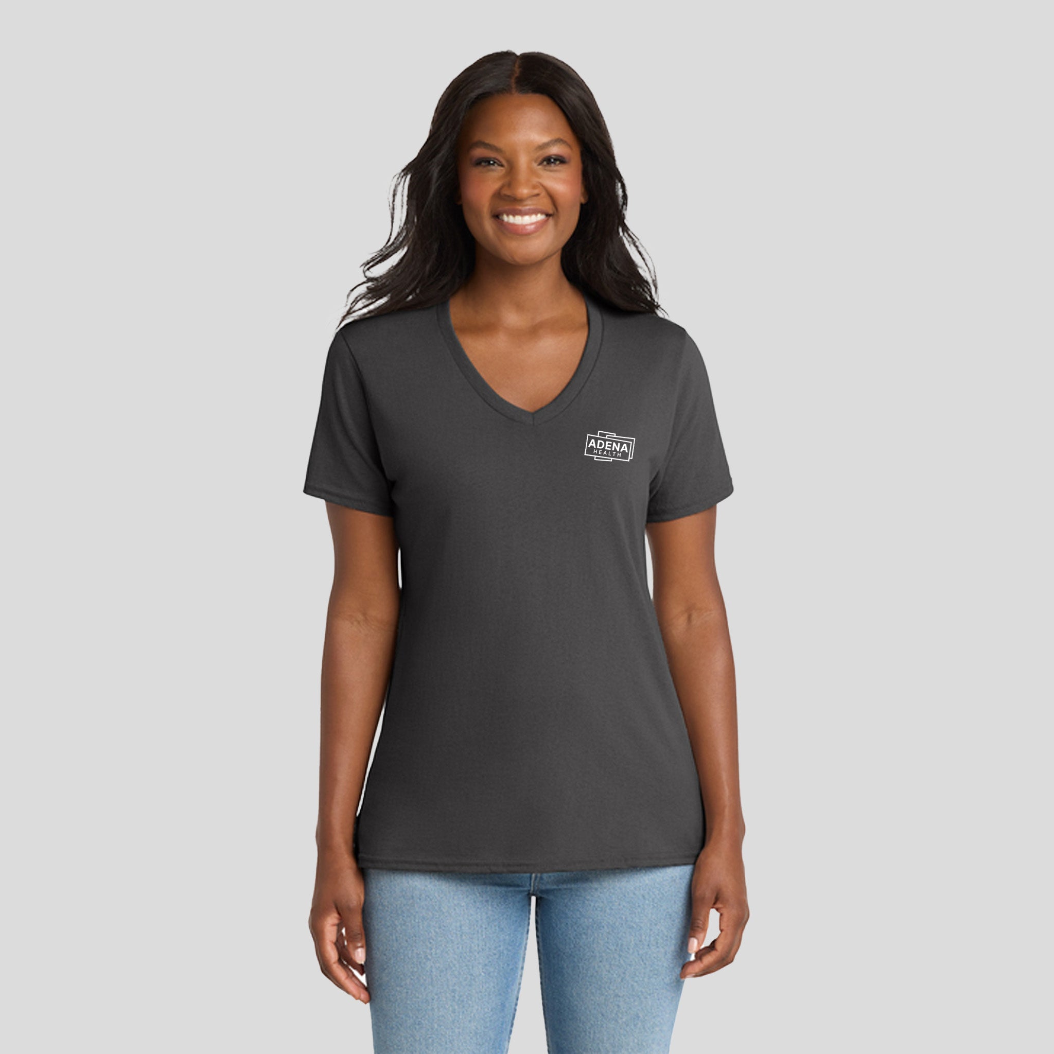 Adena Core Cotton V-Neck Tee | Charcoal