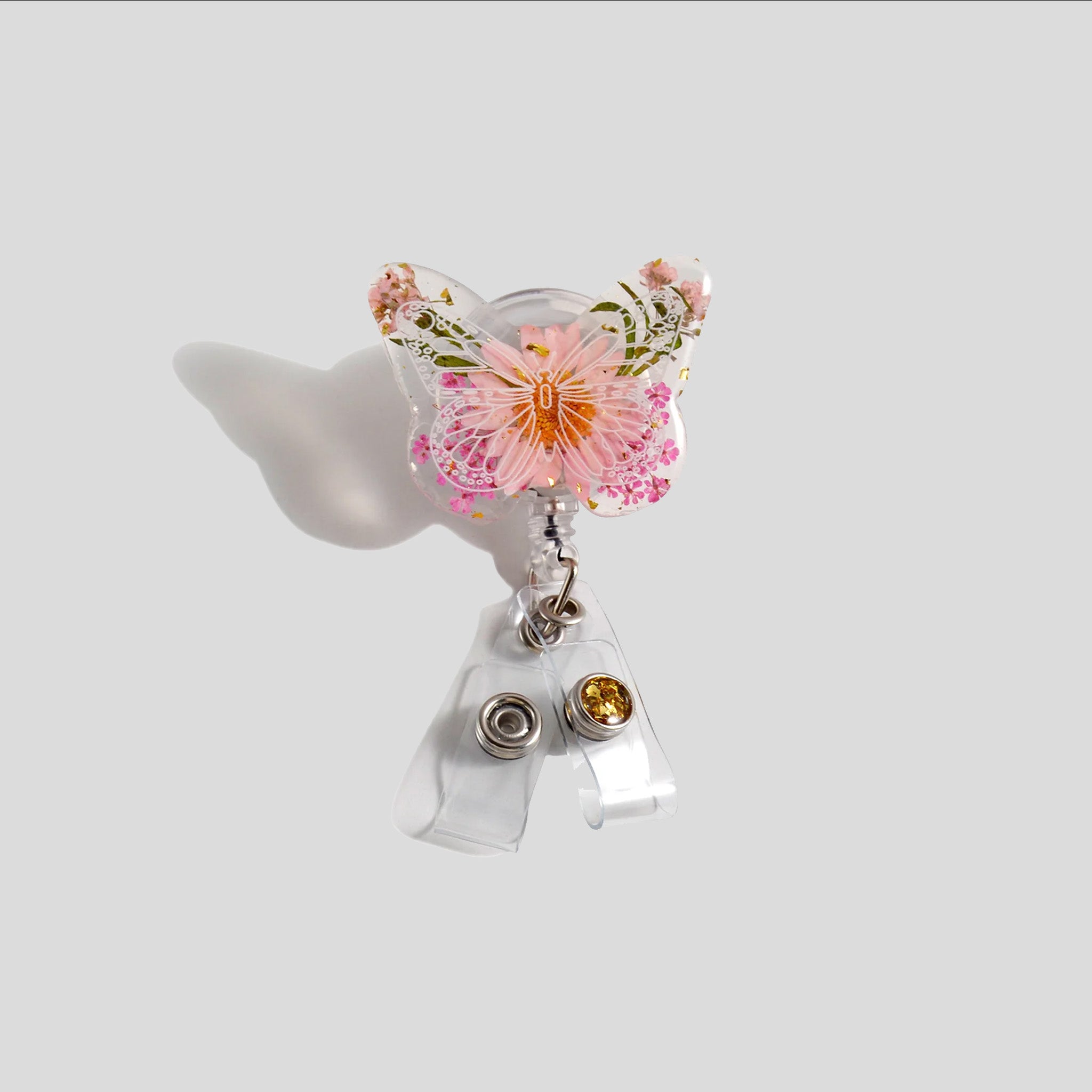 Glitterific Floral Butterfly Badge Reel