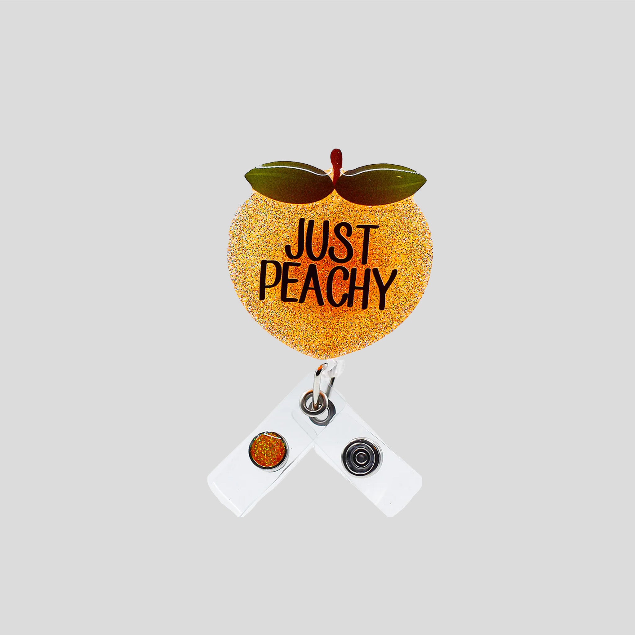 Glitterific Peach Badge Reel