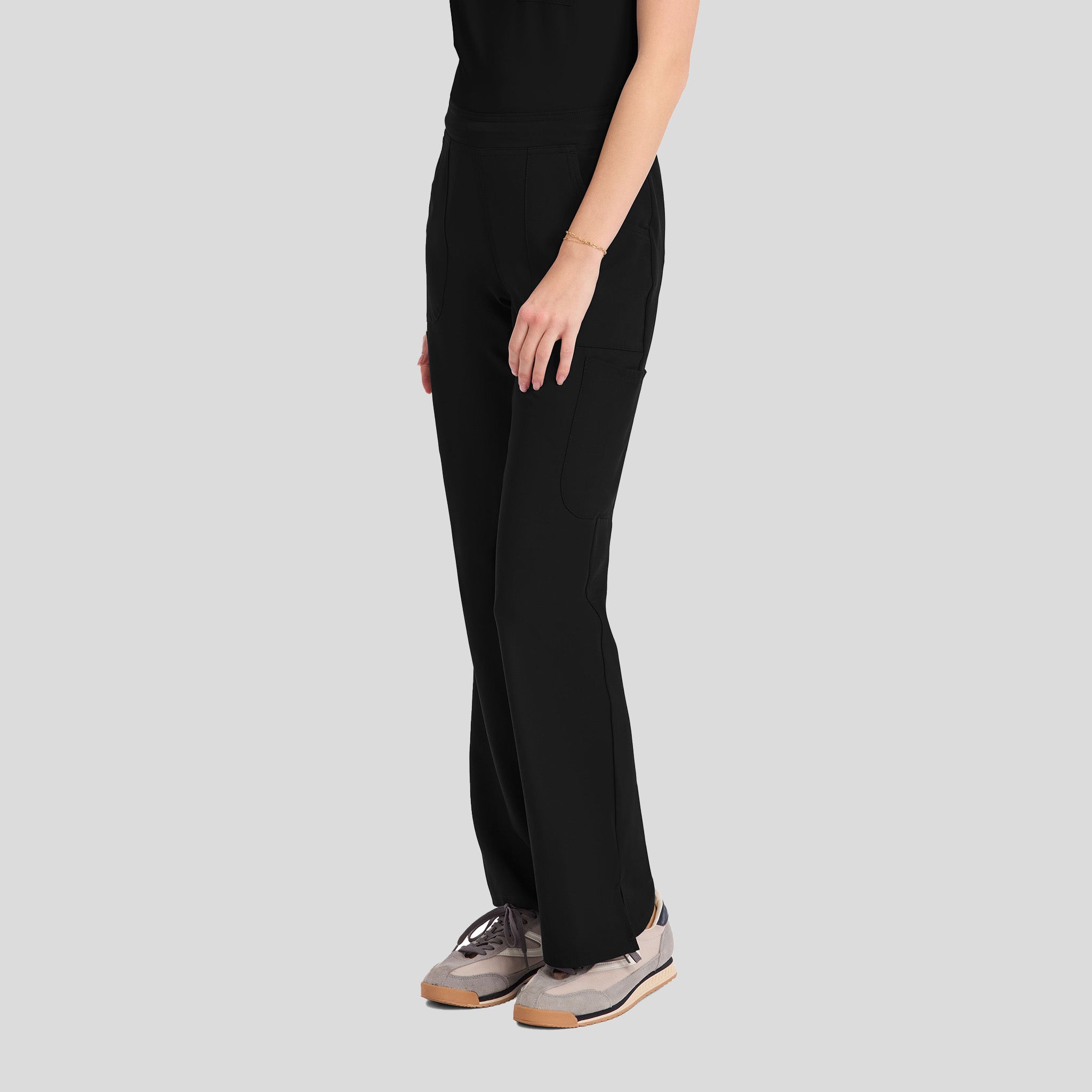 Mid Rise Flare Leg Scrub Pant | Black