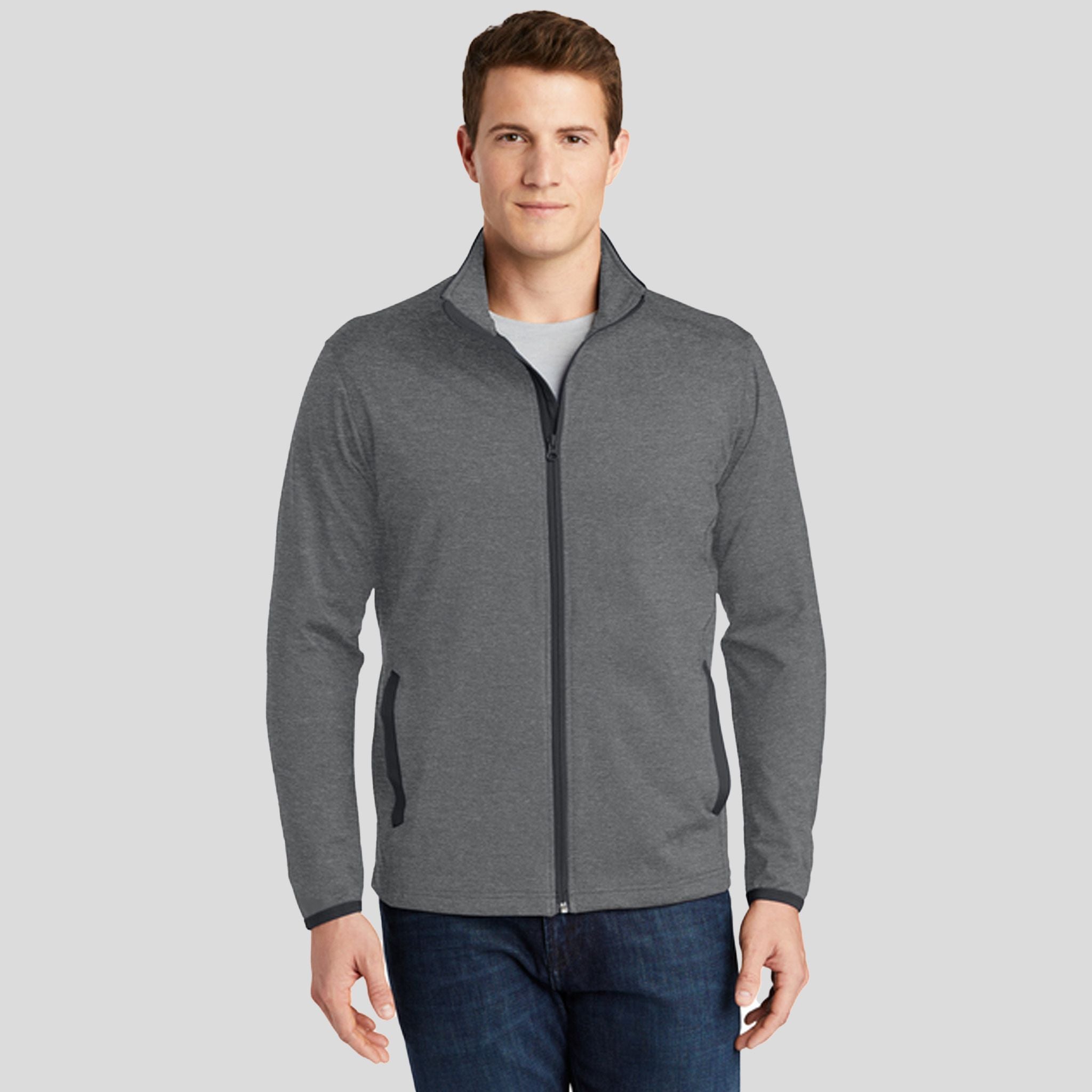 Sport-Wickยฎ Stretch Contrast Full-Zip Jacket | Charcoal Grey Heather/Charcoal Grey