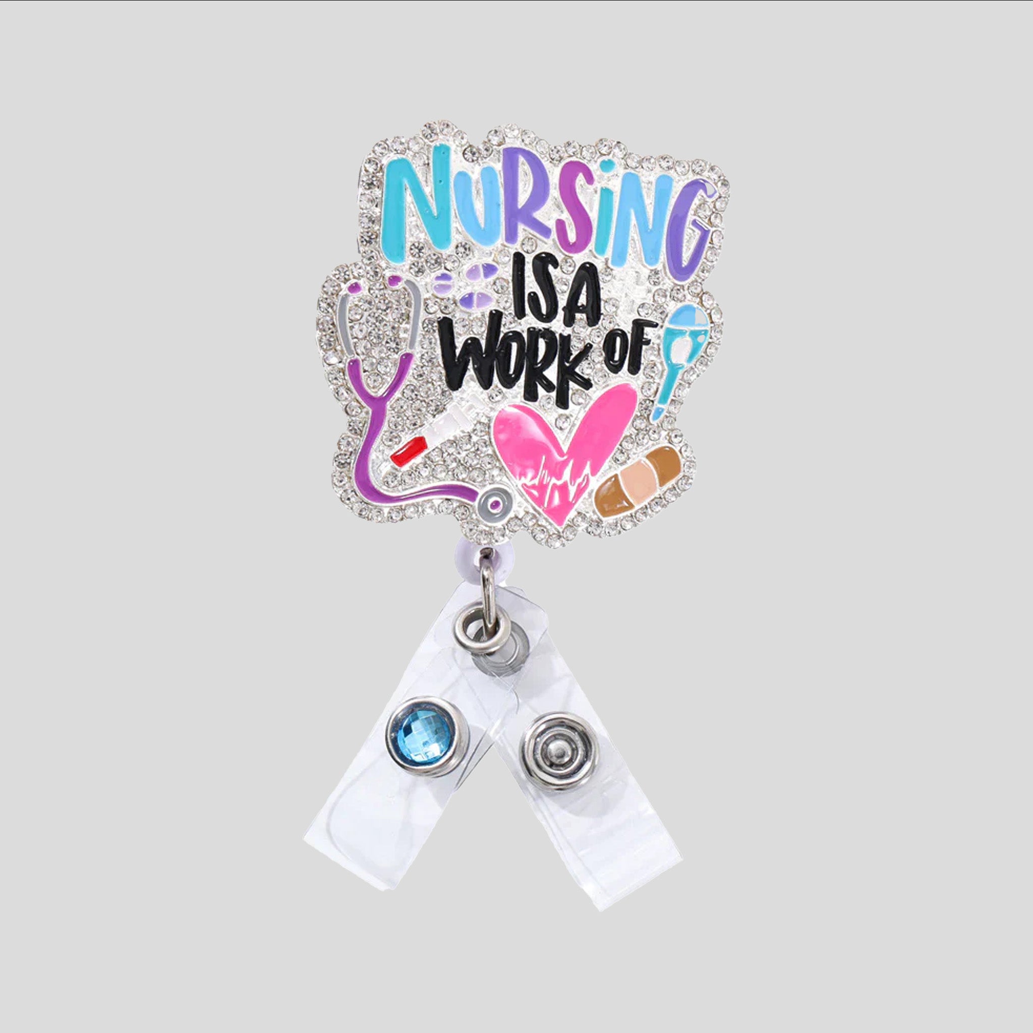 Sparkle & Shine Nurse Work Heart Badge Reel