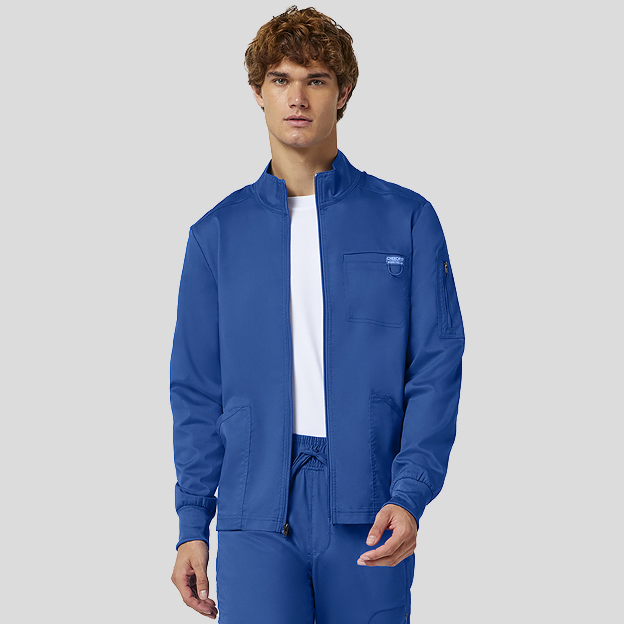 Men's Zip Front Scrub Jacket | Royal