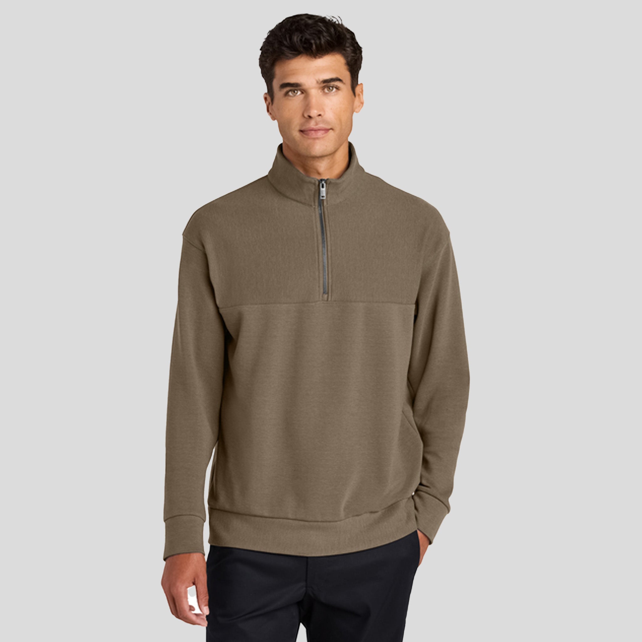 Linear Texture 1/4-Zip | Warm Taupe