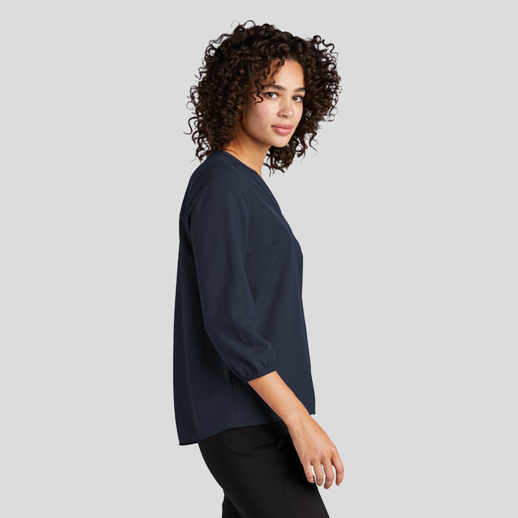 Women's Stretch Crepe 3/4-Sleeve Blouse | Night Navy