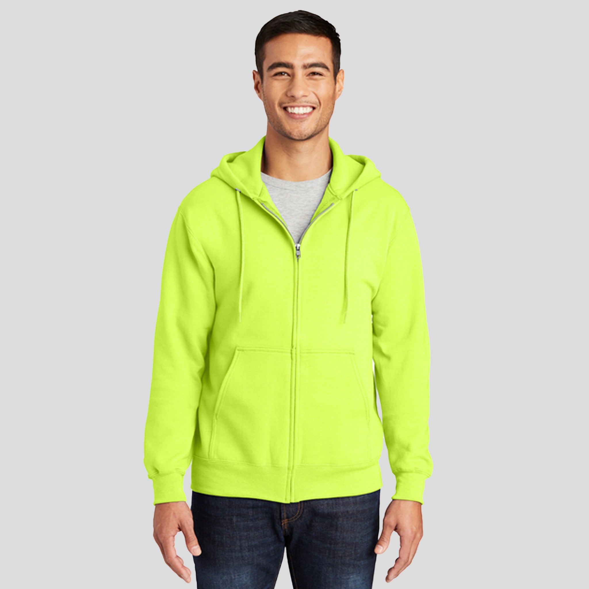 Essential Fleece Full-Zip Hooded Sweatshirt | Safety Green