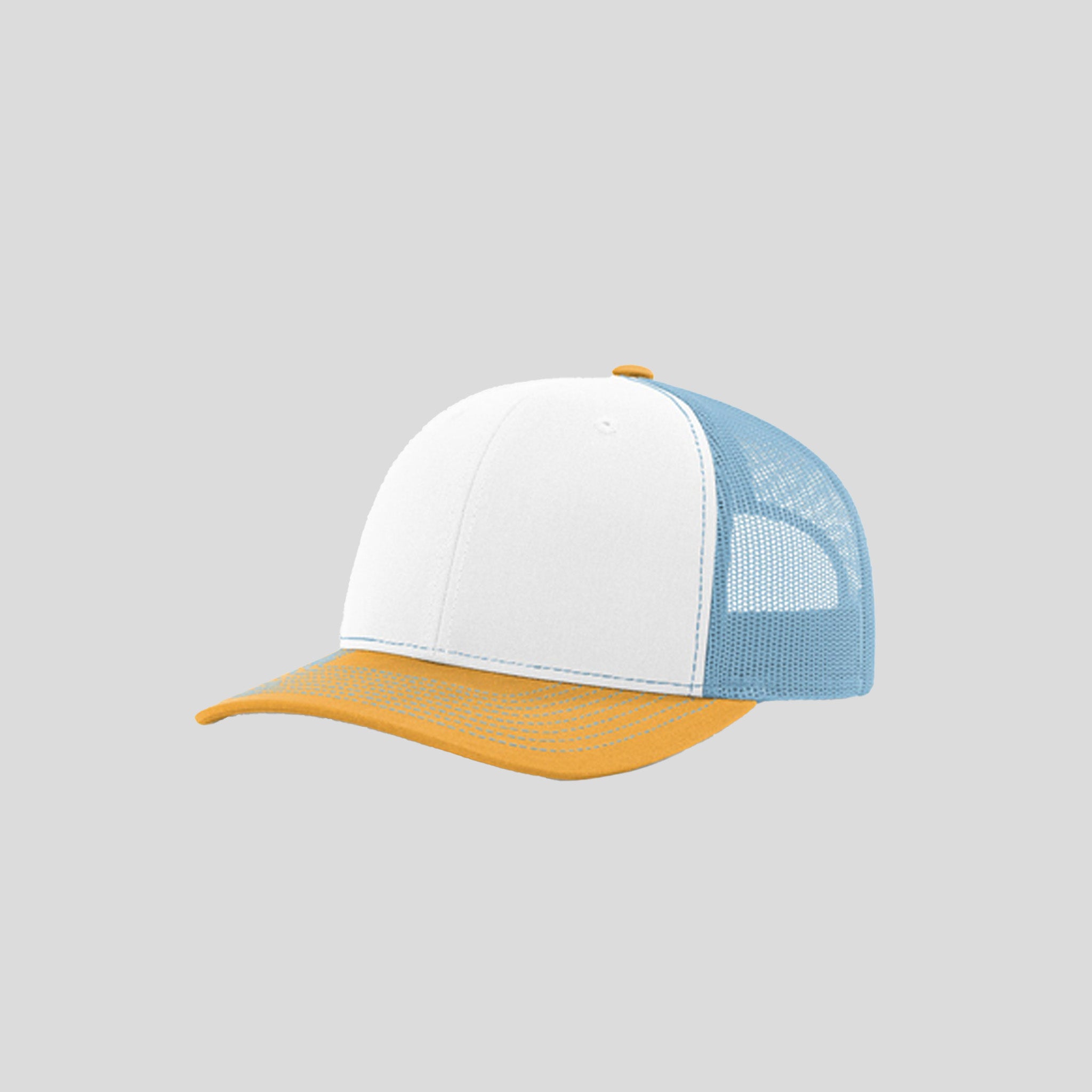 Richardson Trucker Cap | White/Columbia Blue/Yellow