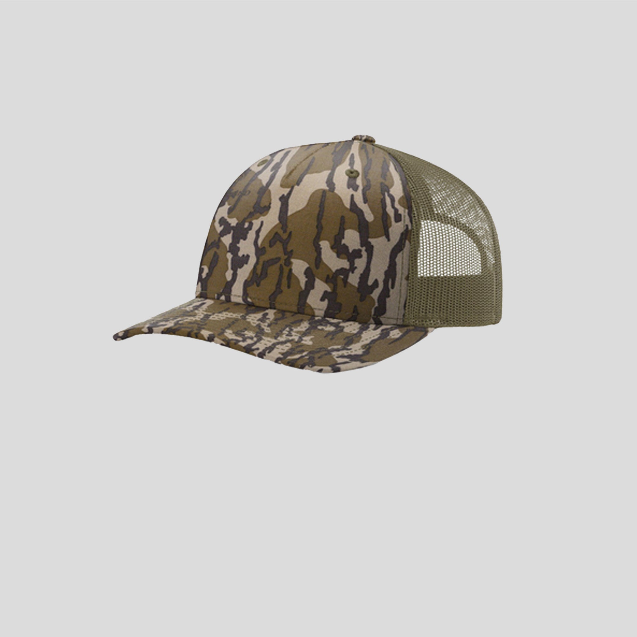 Printed Five-Panel Trucker Hat | Mossy Oak Bottomland/Loden