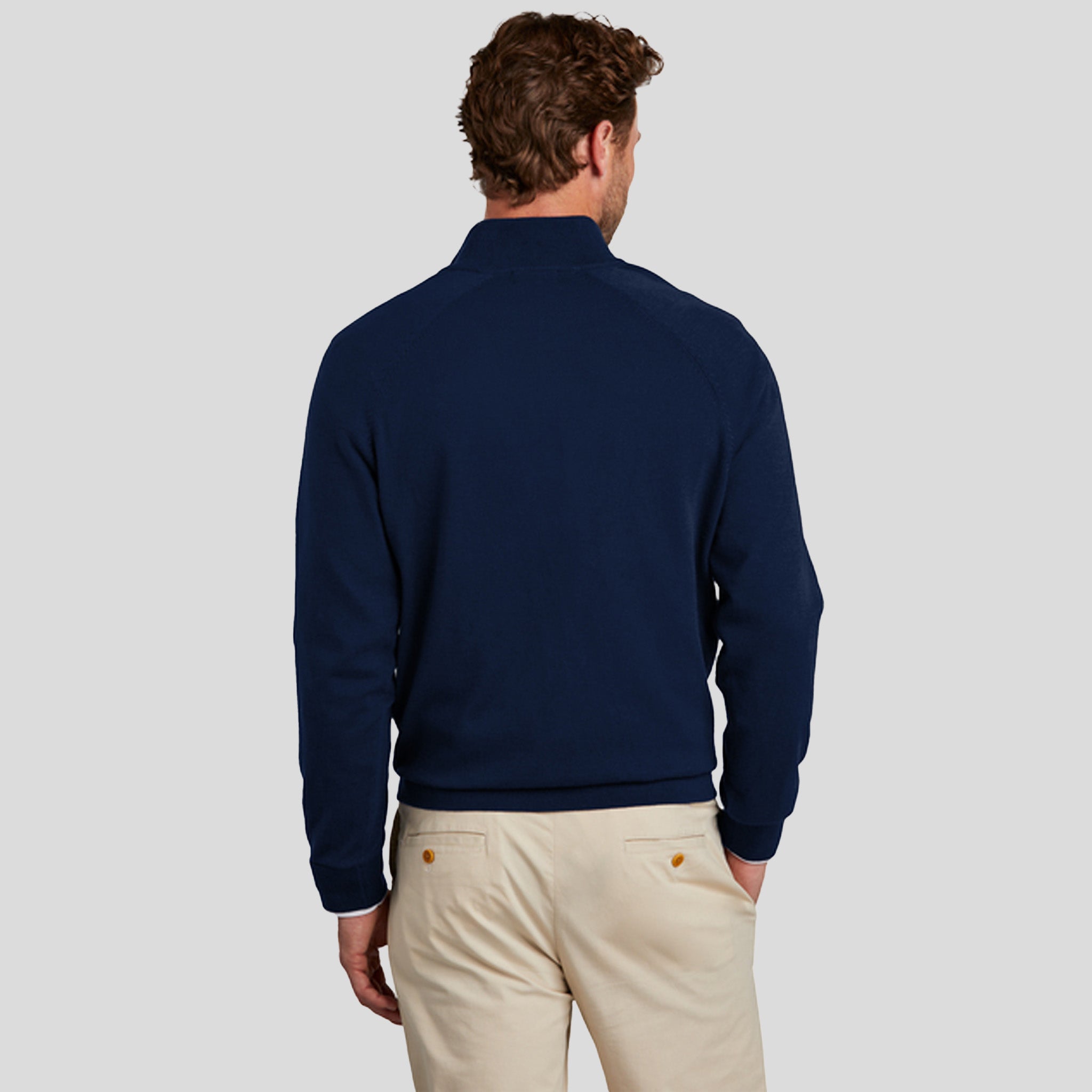 Men's Cotton Stretch 1/4-Zip Sweater | Navy Blazer