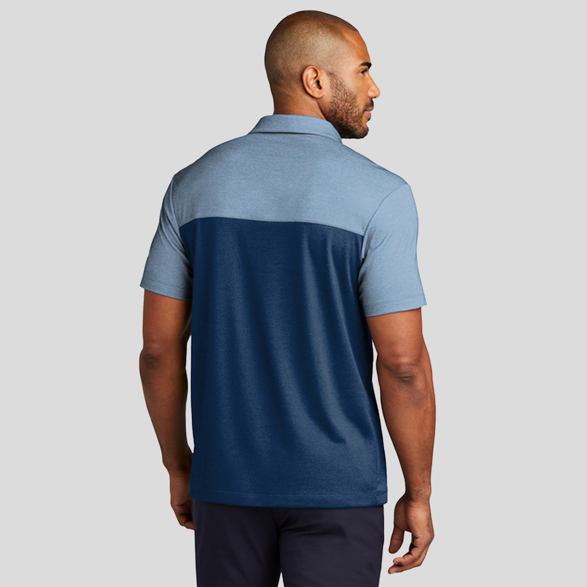 Fine Pique Blend Blocked Polo | Aegean Blue/Aegean Blue Heather