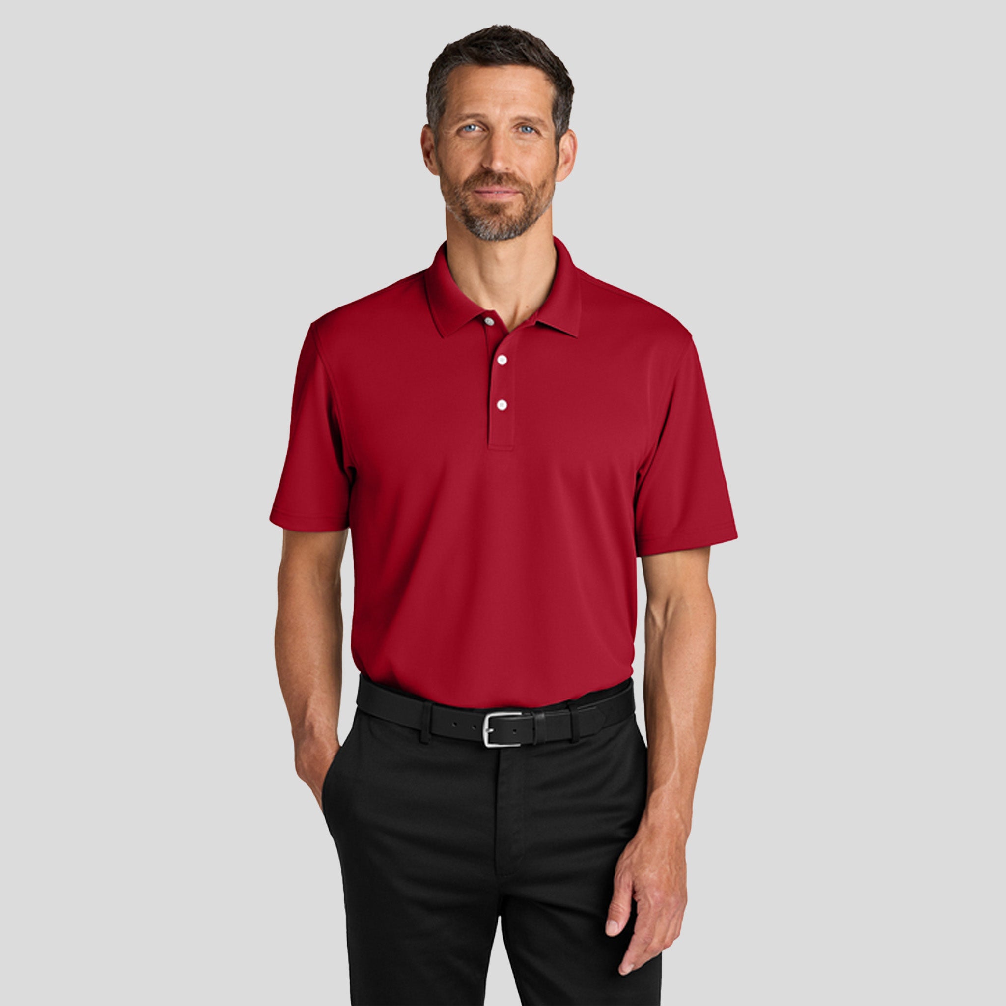 Men's Dry Zoneยฎ Stain-Release Grid Polo | Rich Red