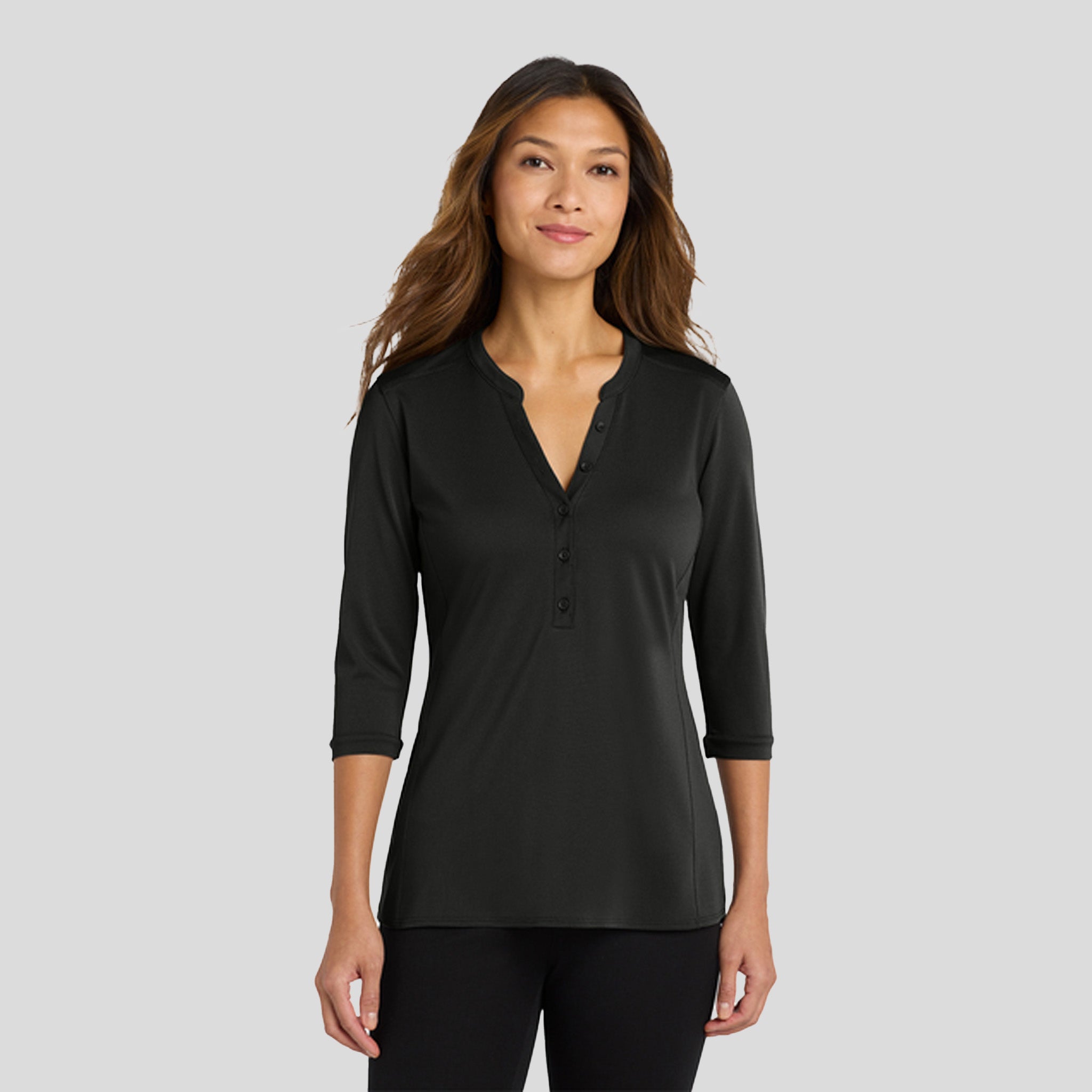 Women's UV Choice Pique Henley | Black