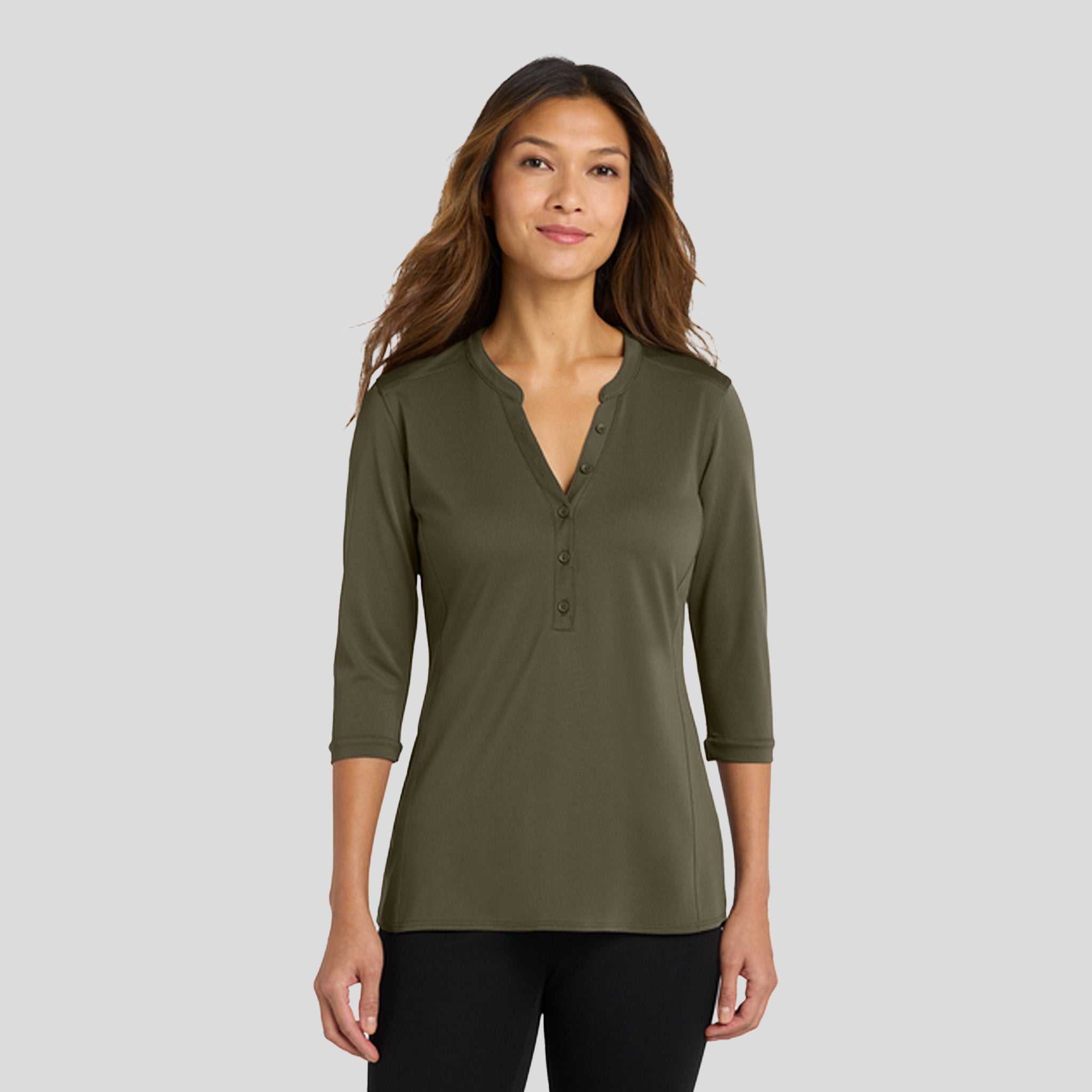 Women's UV Choice Pique Henley | Deep Olive