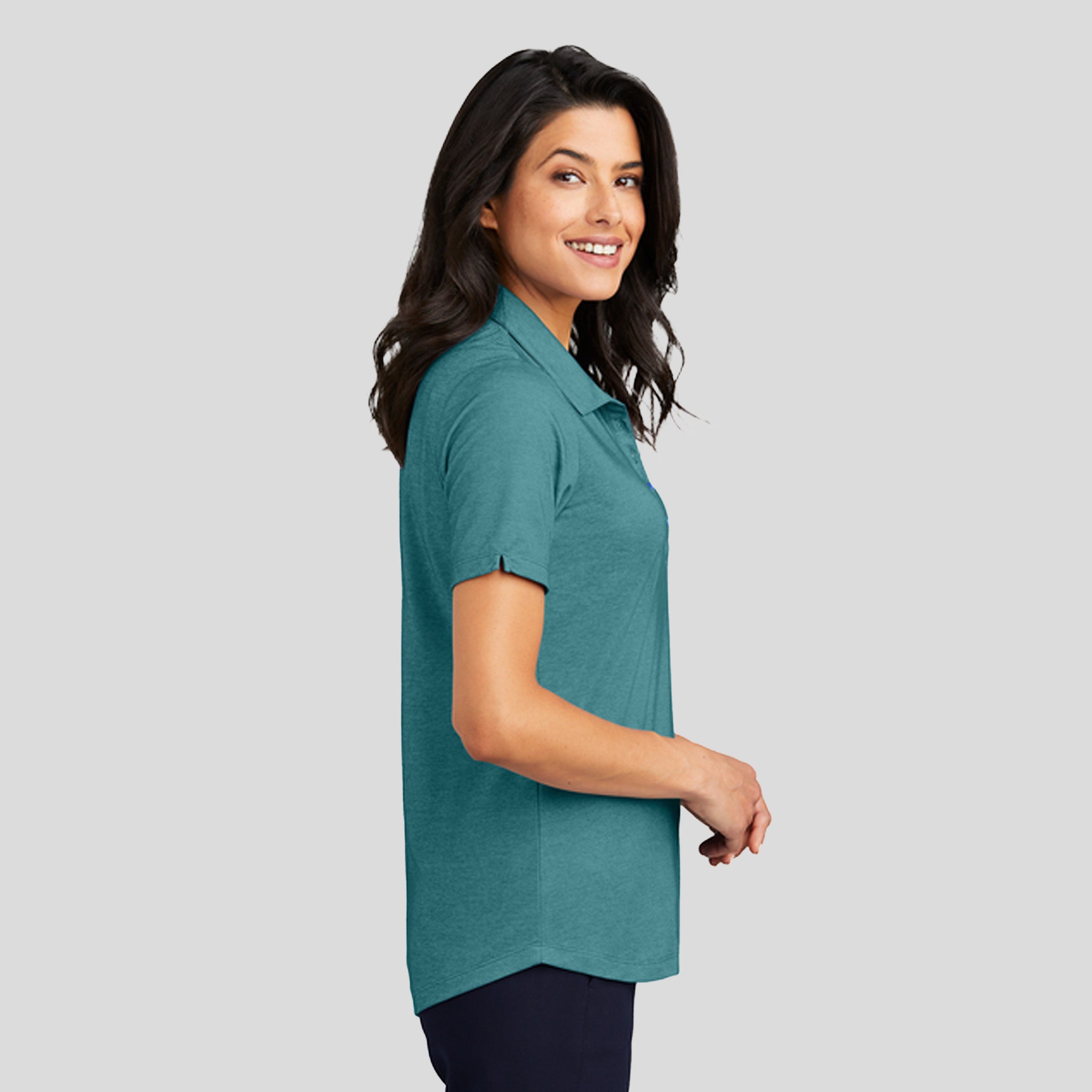 Women's Fine Pique Blend Polo | Dark Teal Heather