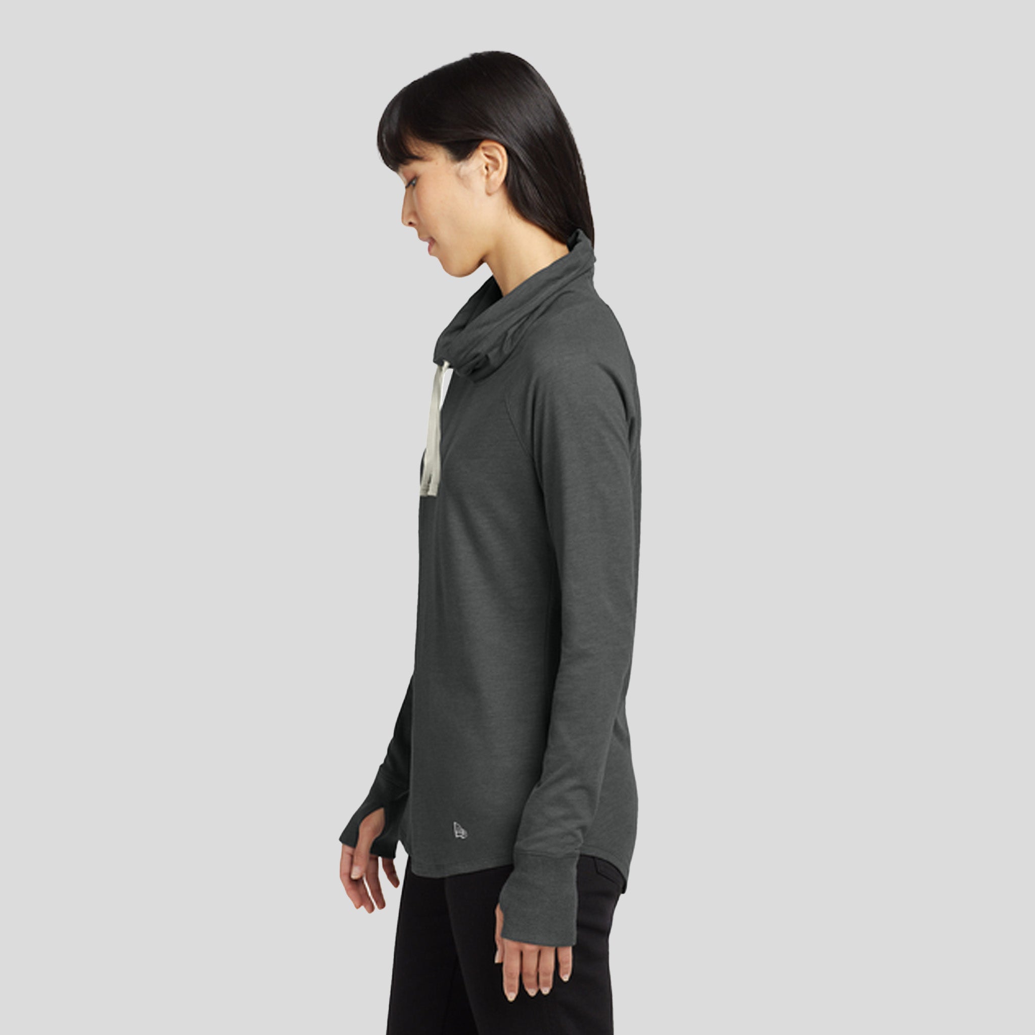 Women's Sueded Cotton Blend Cowl Tee | Black Heather