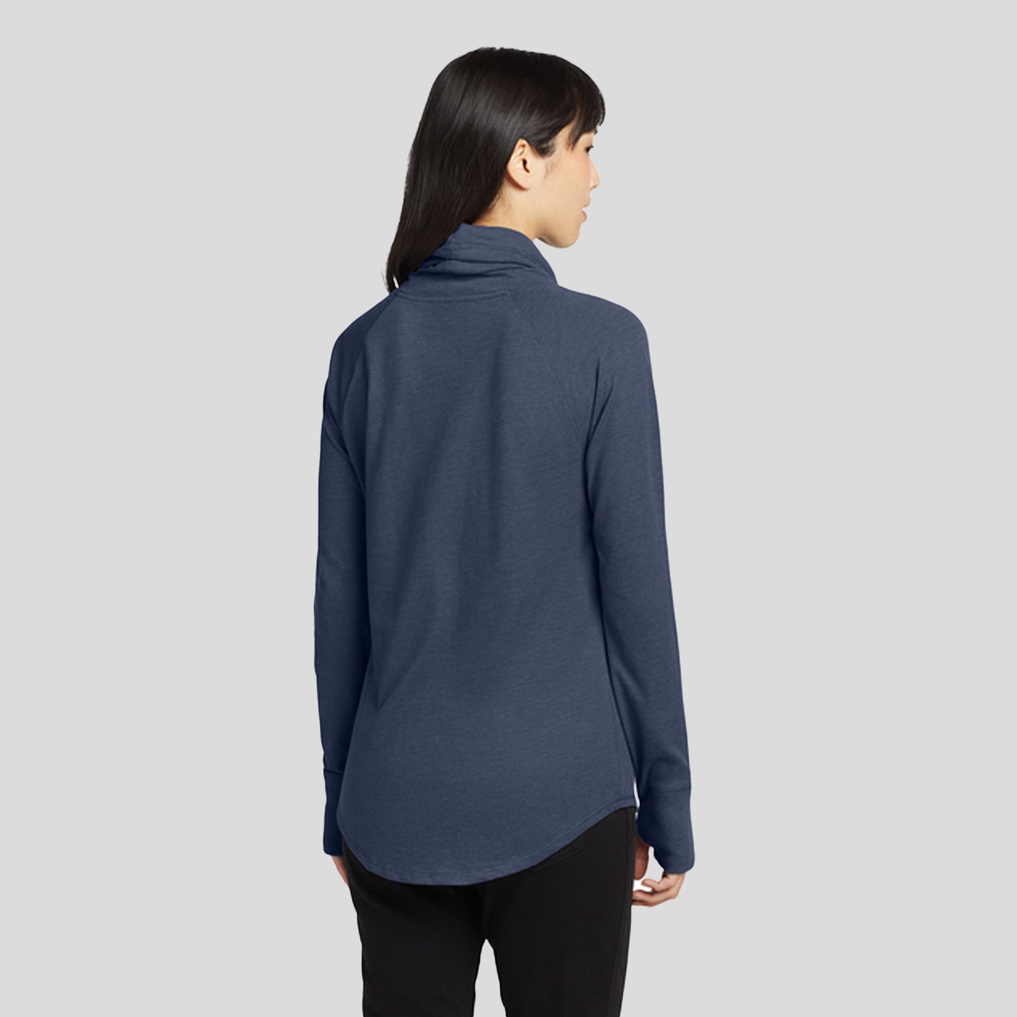 Women's Sueded Cotton Blend Cowl Tee | True Navy Heather