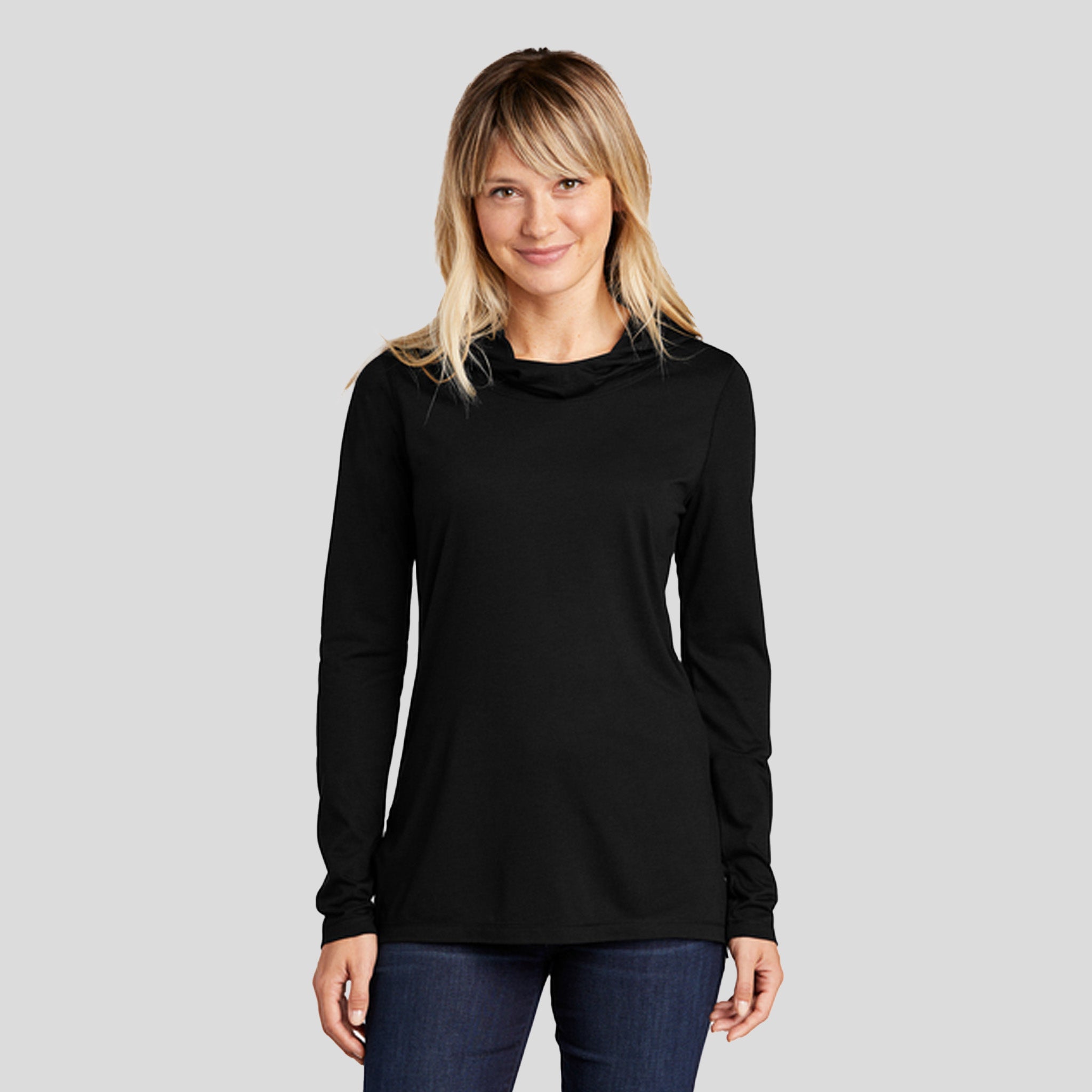 Women's PosiChargeยฎ Tri-Blend Wicking Long Sleeve Hoodie | Black Triad Solid
