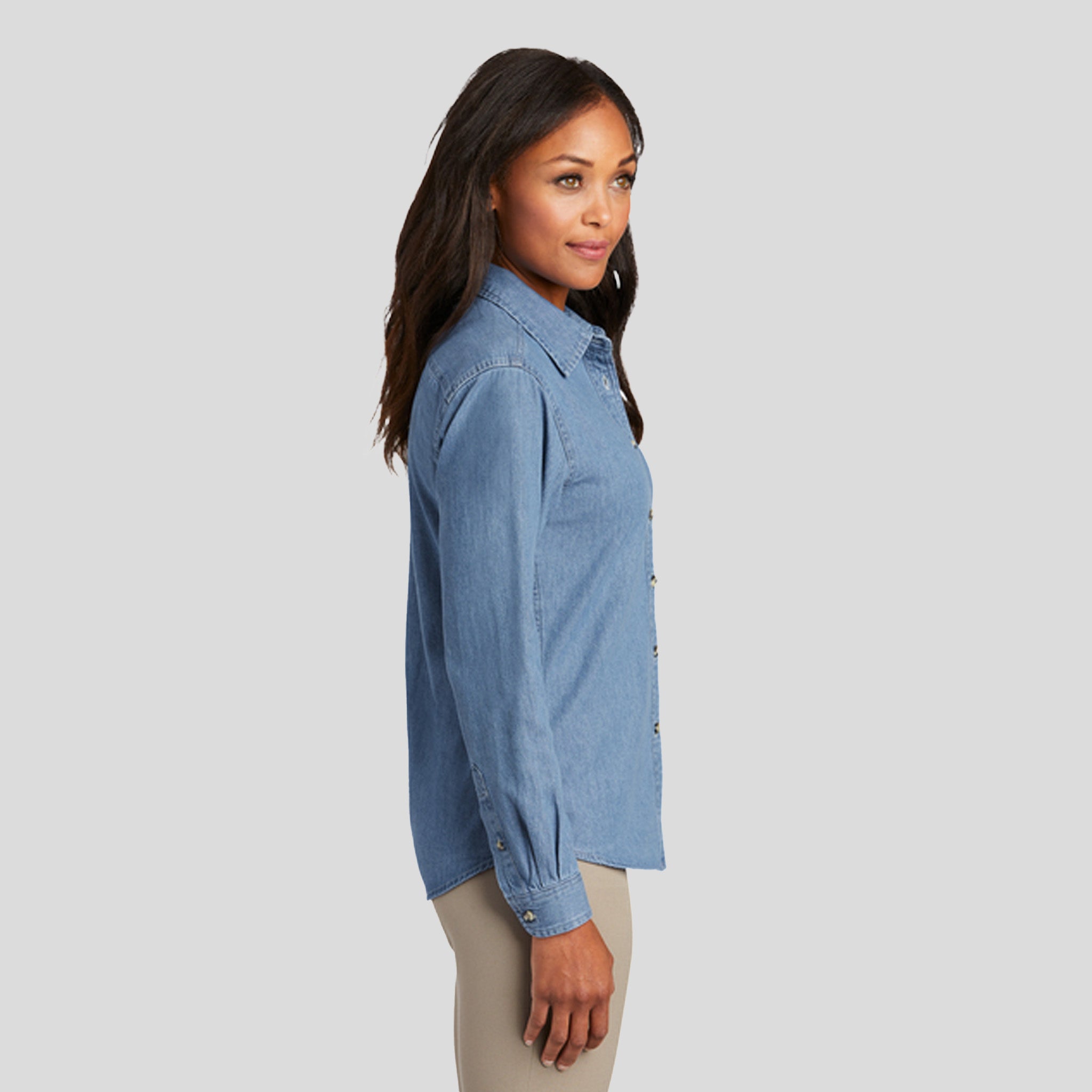 Women's Long Sleeve Value Denim Shirt | Faded Blue