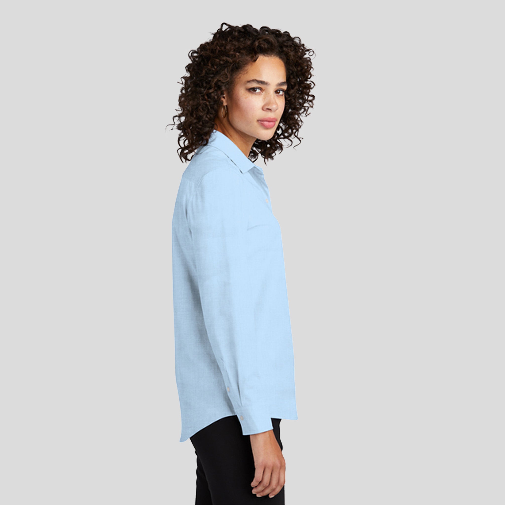 Womenβs Long Sleeve Stretch Woven Shirt | Air Blue End on End