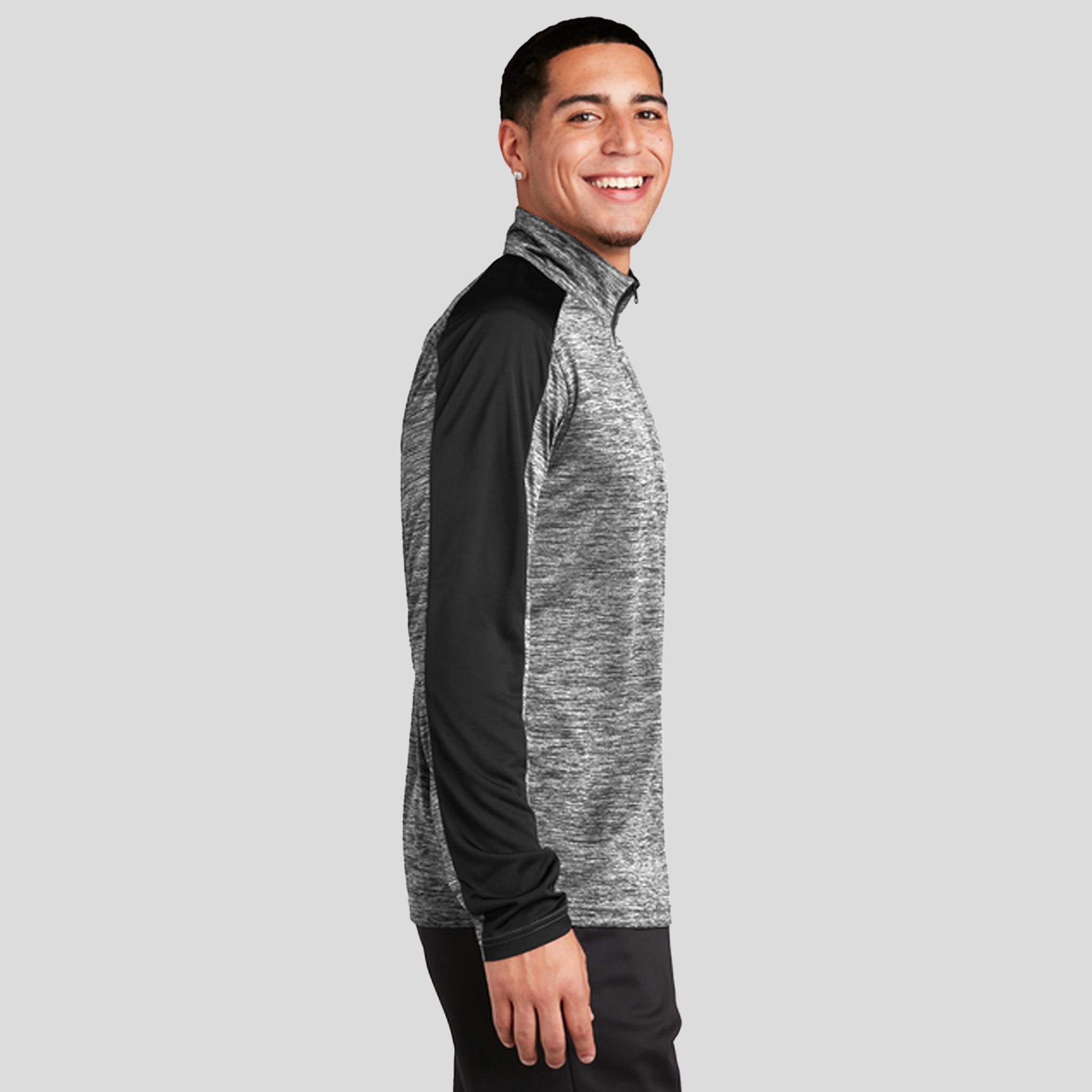 PosiChargeยฎ Electric Heather Colorblock 1/4-Zip Pullover | Black Electric/Black