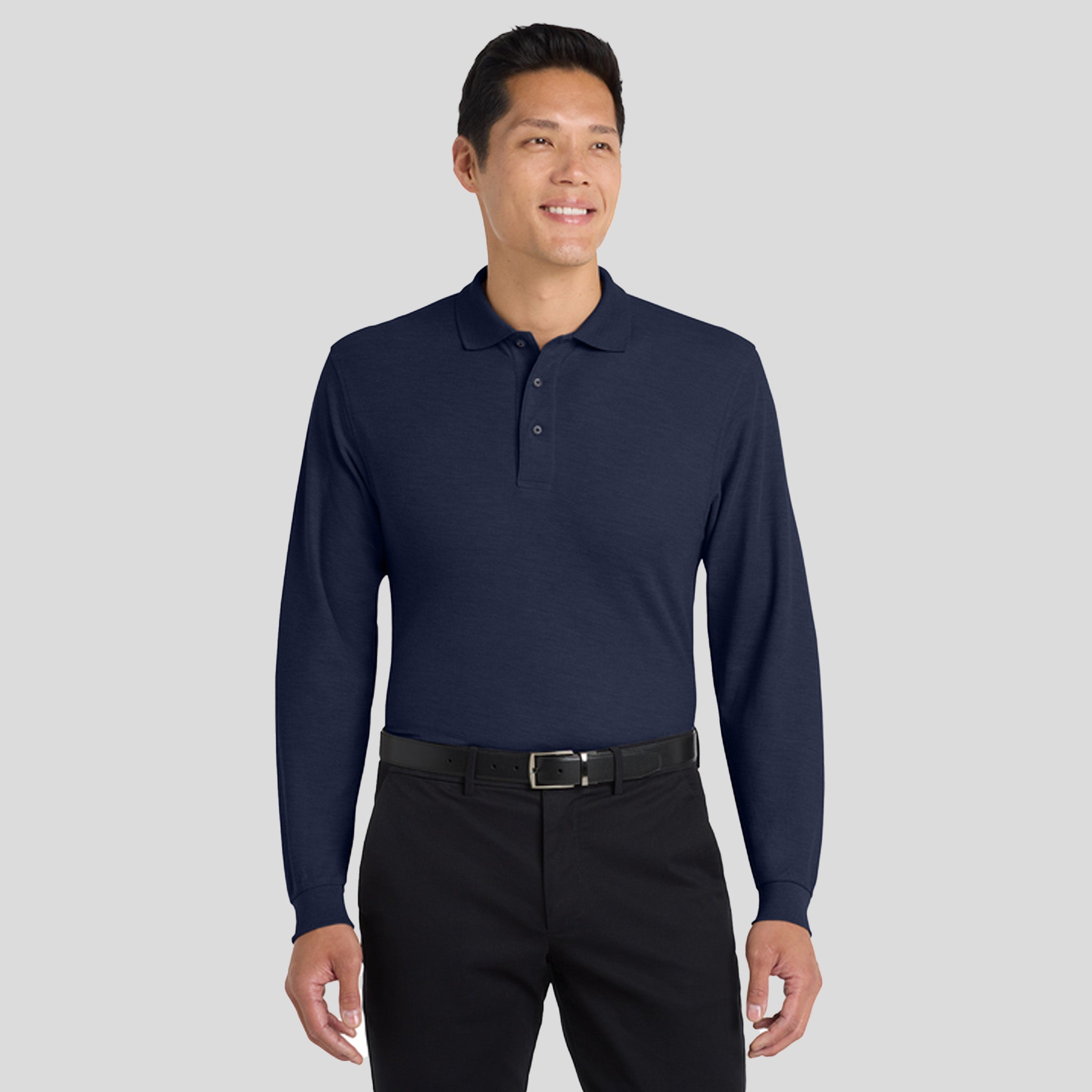 Tall Silk Touch Long Sleeve Polo | Navy