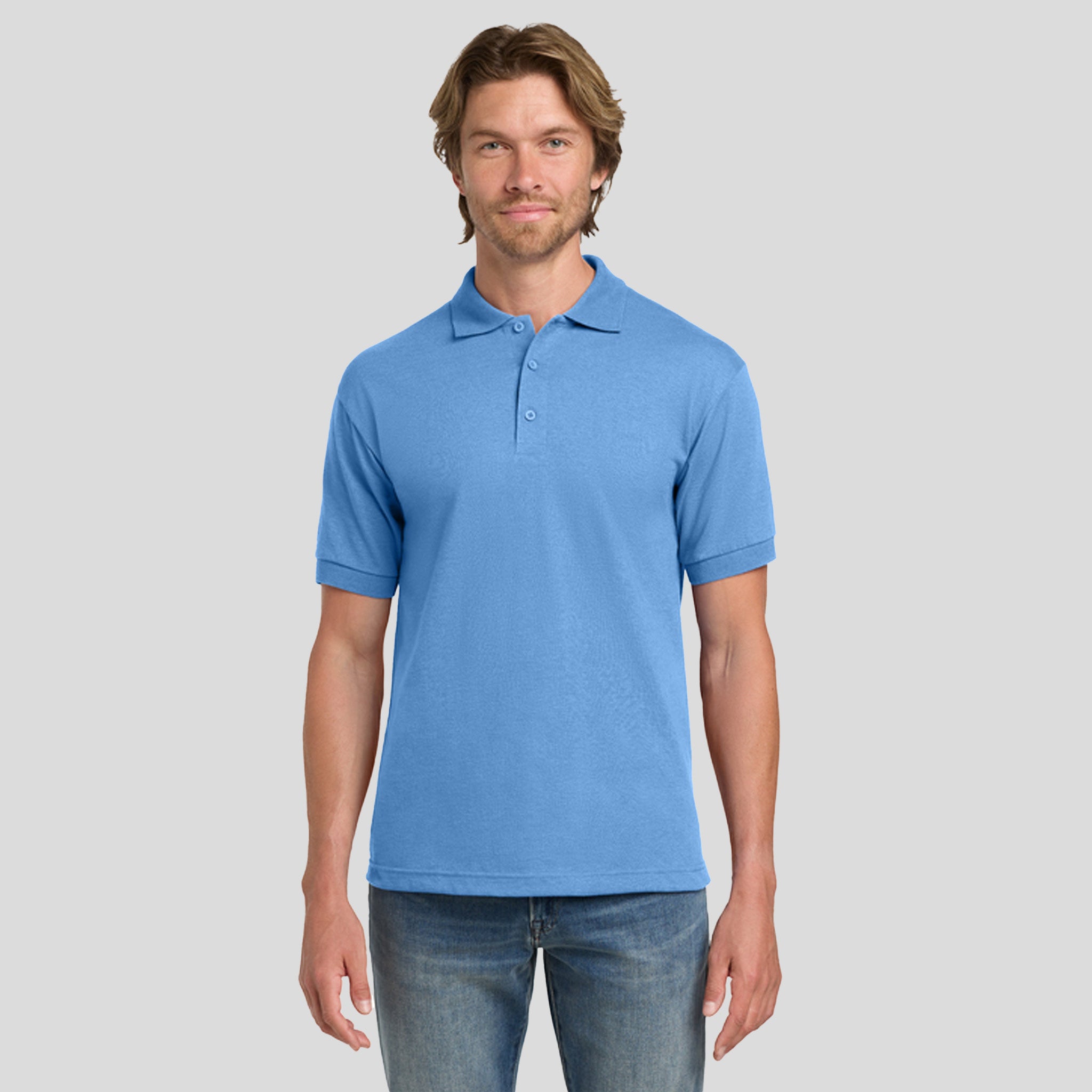 DryBlend® 6-Ounce Jersey Knit Sport Shirt | Carolina Blue