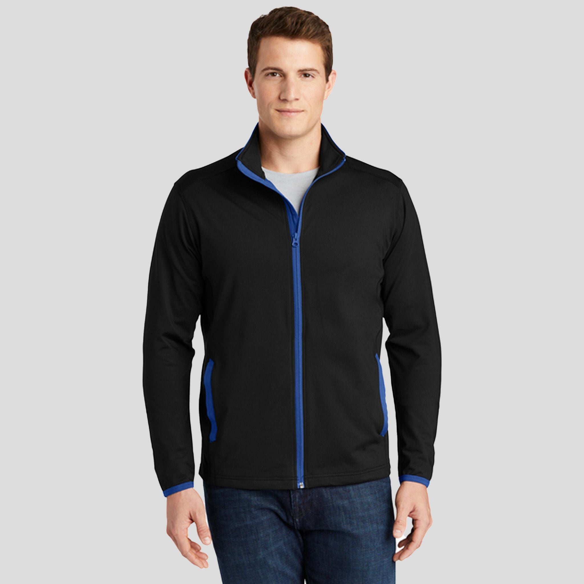 Sport-Wickยฎ Stretch Contrast Full-Zip Jacket | Black/True Royal
