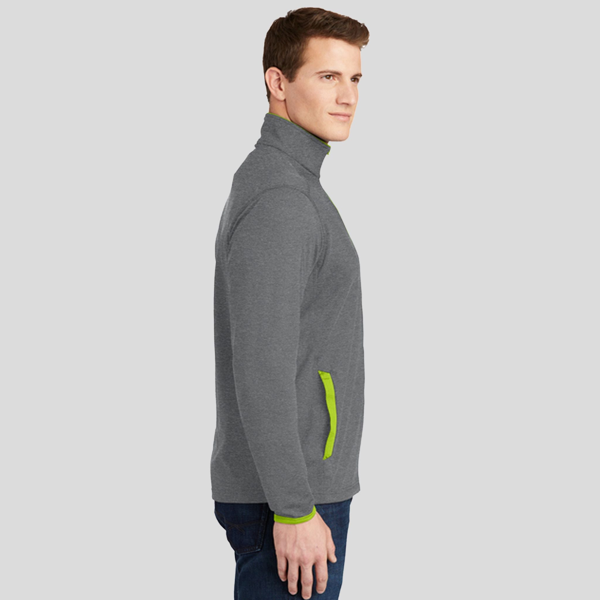 Sport-Wickยฎ Stretch Contrast Full-Zip Jacket | Charcoal Grey Heather/Charge Green