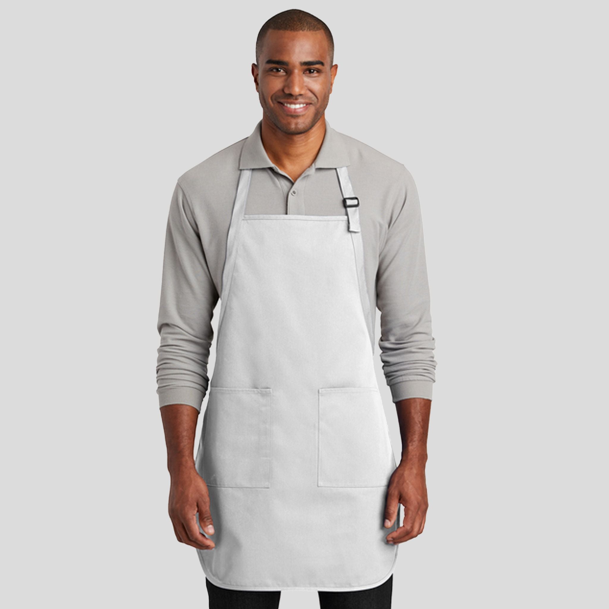 Full-Length Two-Pocket Bib Apron | White