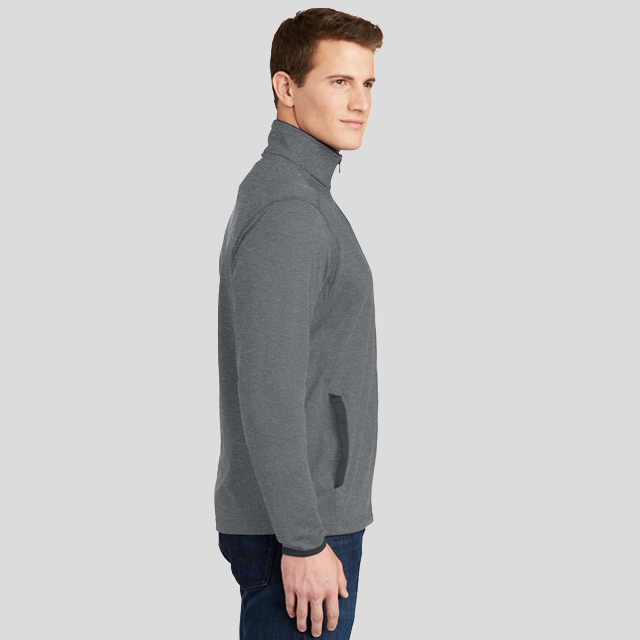 Sport-Wickยฎ Stretch Contrast Full-Zip Jacket | Charcoal Grey Heather/Charcoal Grey
