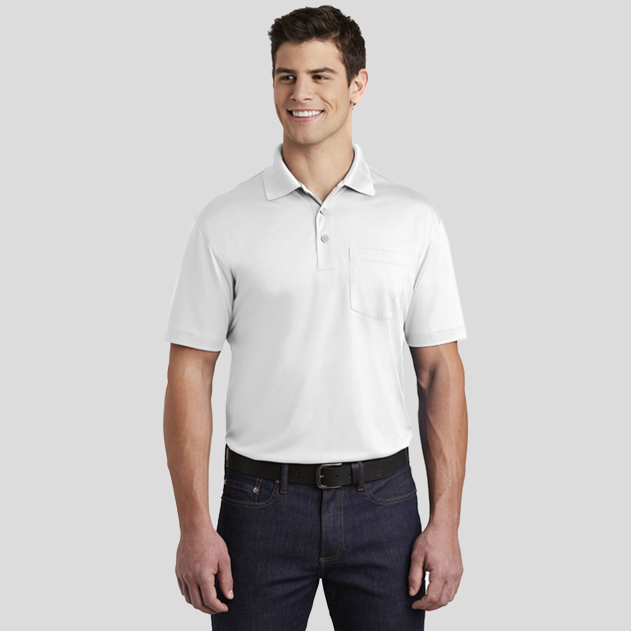Micropique Sport-Wick® Pocket Polo | White