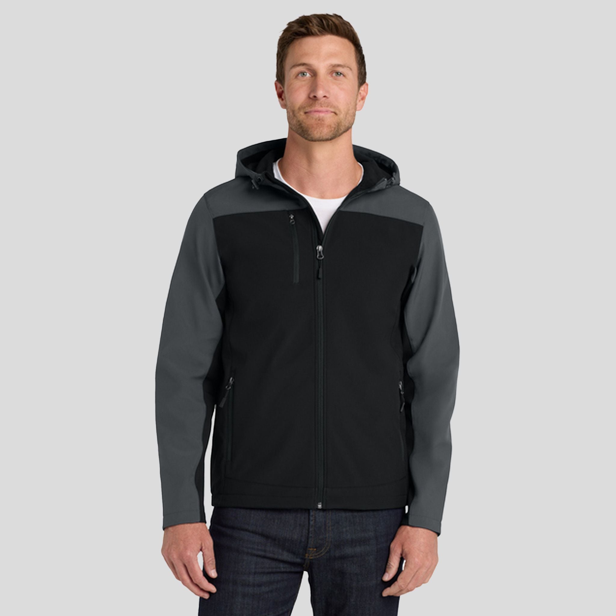 Hooded Core Soft Shell Jacket | Black/Battleship Grey