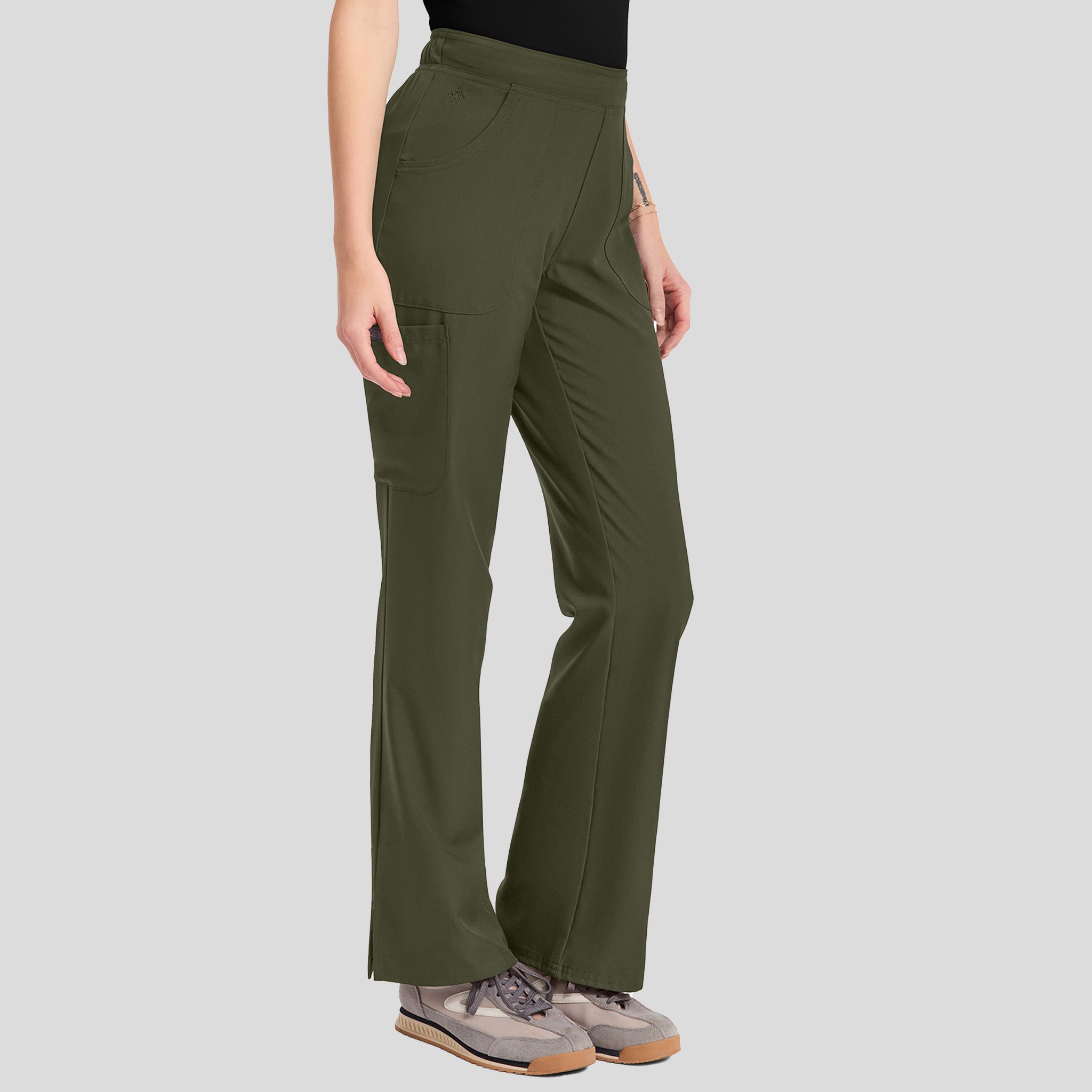 Mid Rise Flare Leg Scrub Pant | Olive
