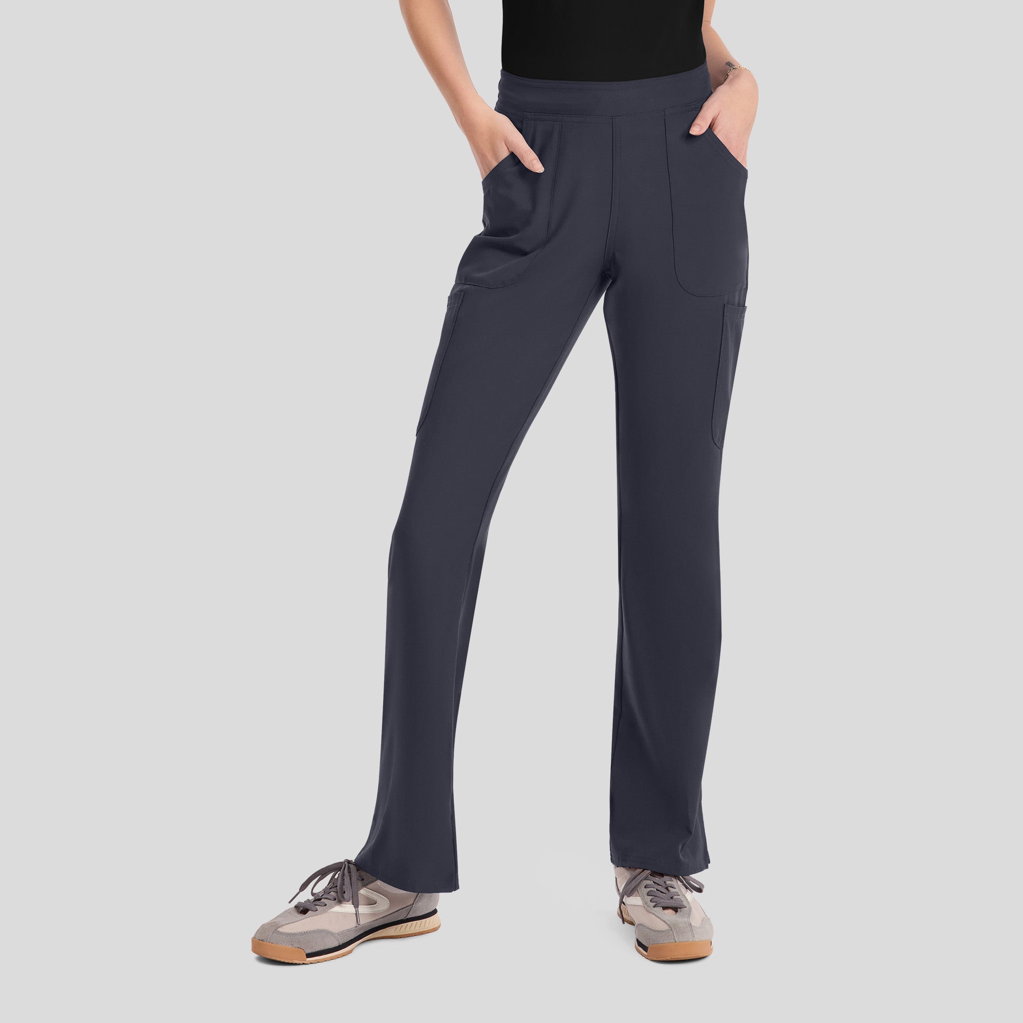 Mid Rise Flare Leg Scrub Pant | Pewter