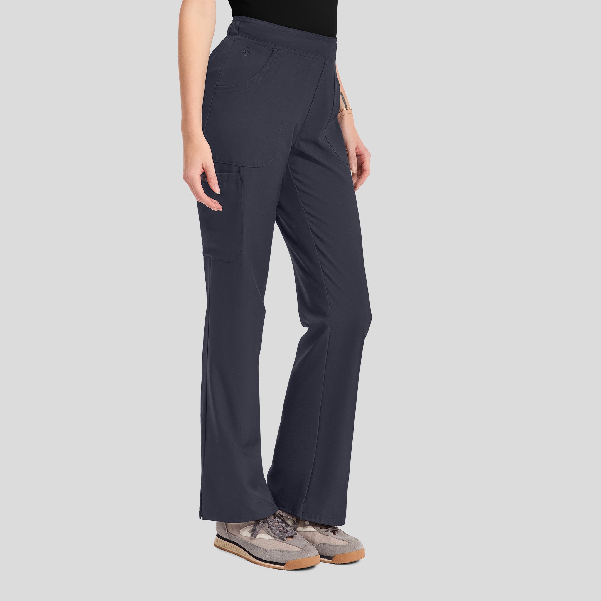 Mid Rise Flare Leg Scrub Pant | Pewter