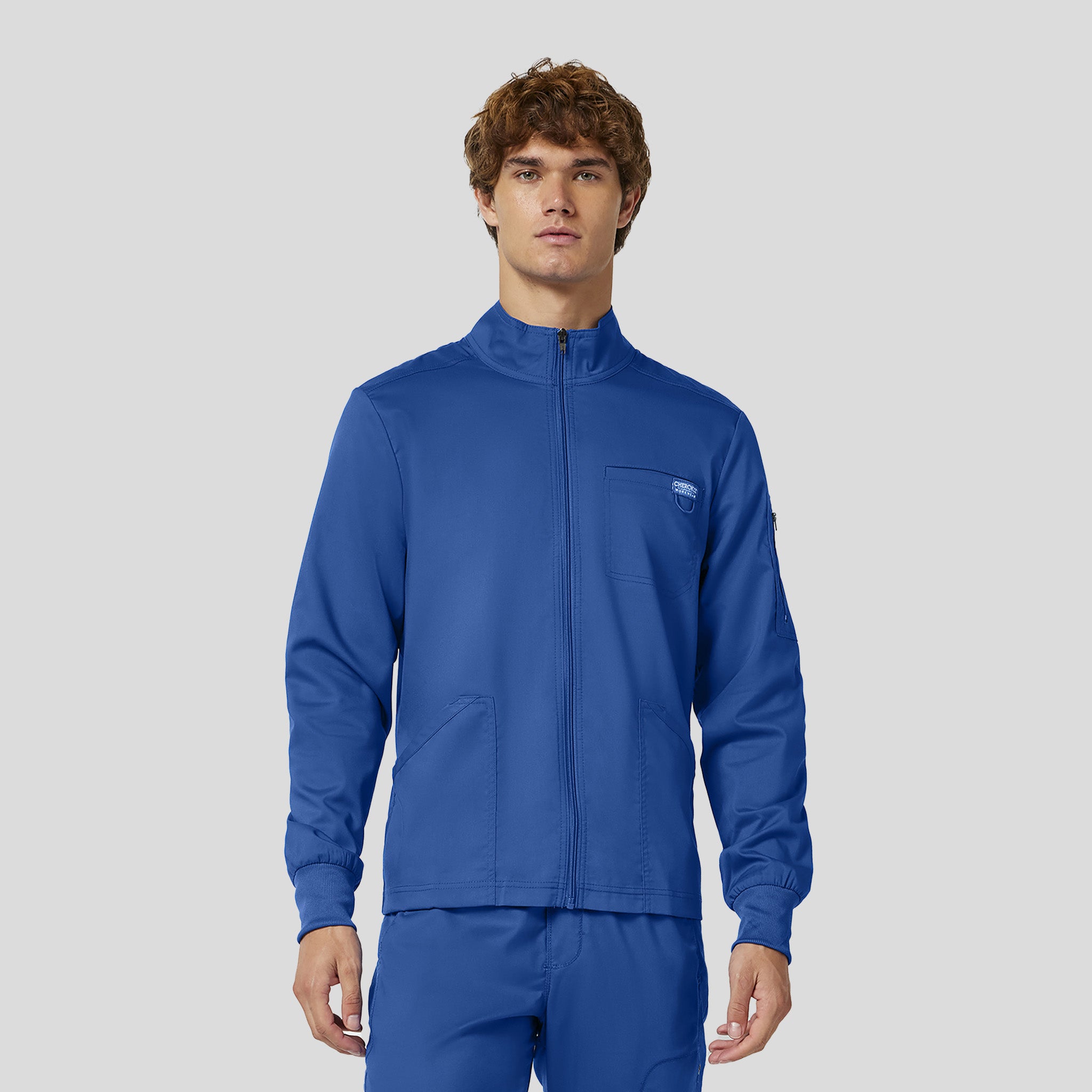 Men's Zip Front Scrub Jacket | Royal