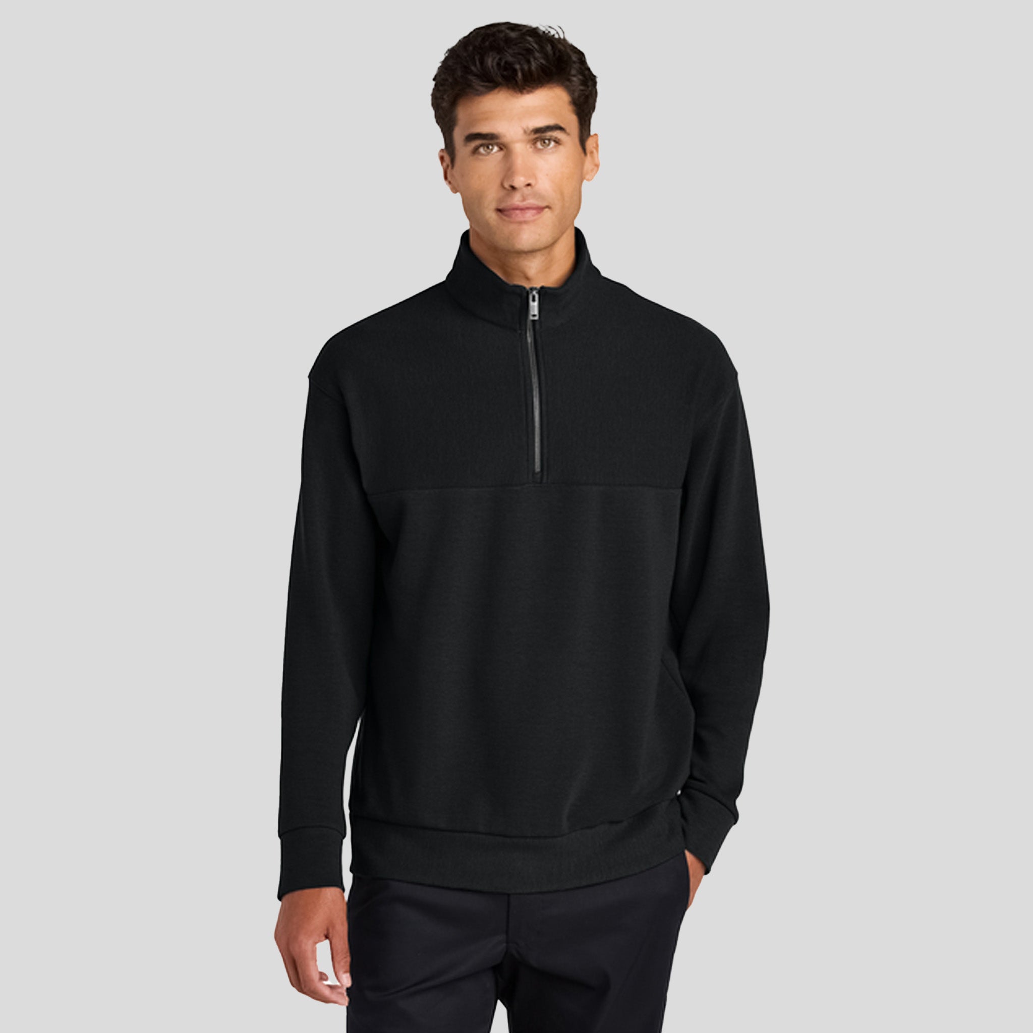 Linear Texture 1/4-Zip | Deep Black