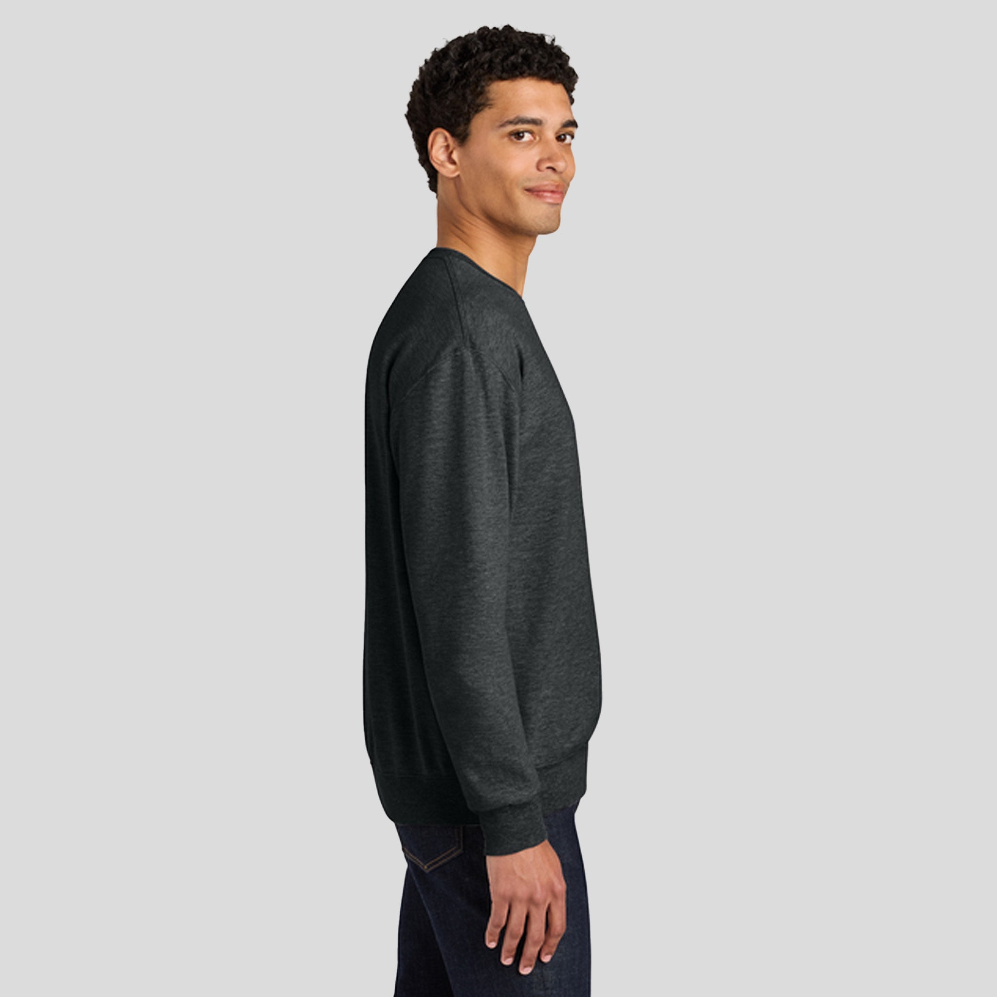 Ultimate™ Unisex CVC Ring Spun Crewneck Sweatshirt | Black Ink Heather
