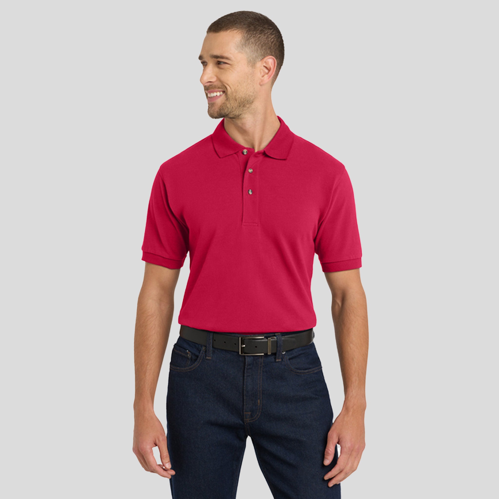 Heavyweight Cotton Pique Polo | Red