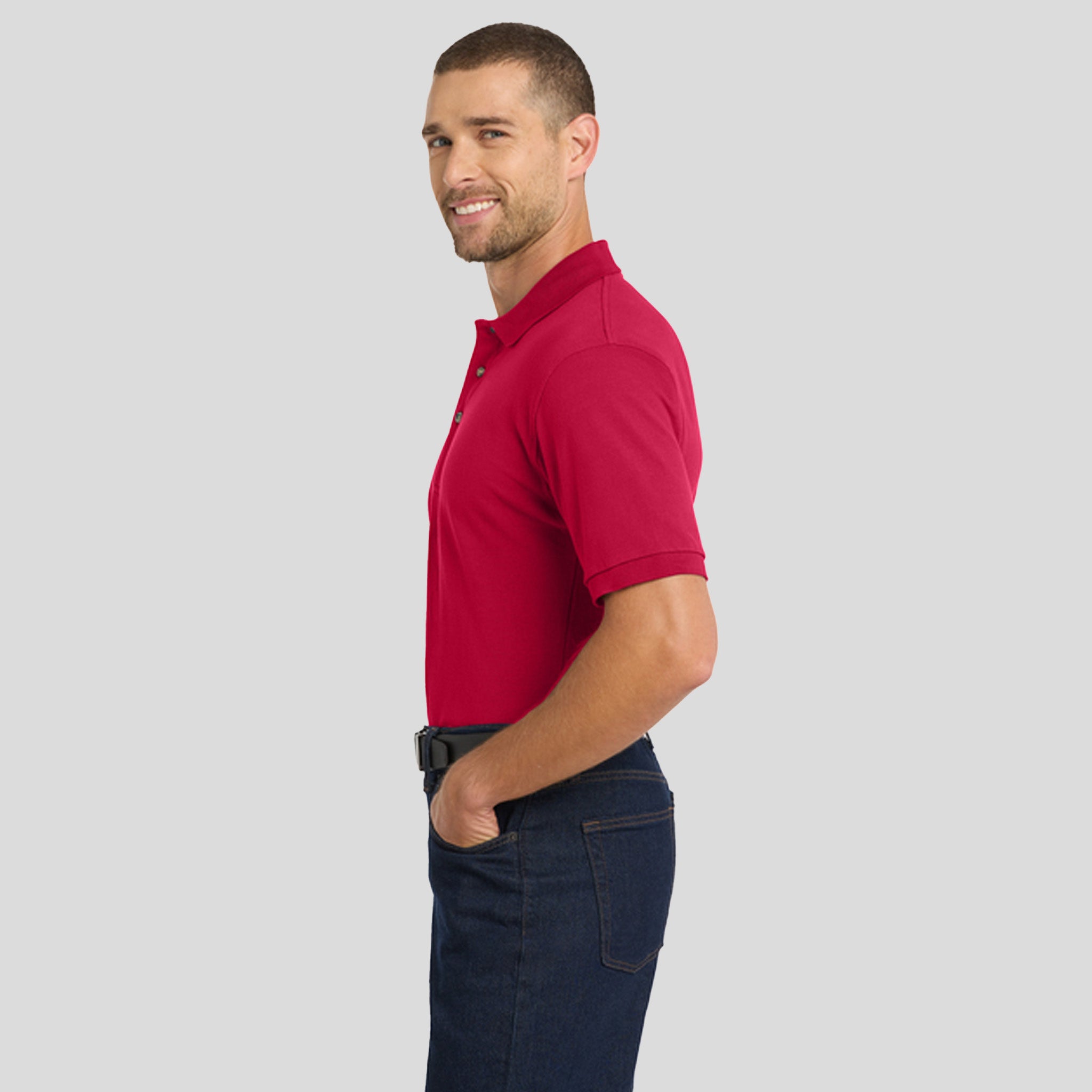 Heavyweight Cotton Pique Polo | Red