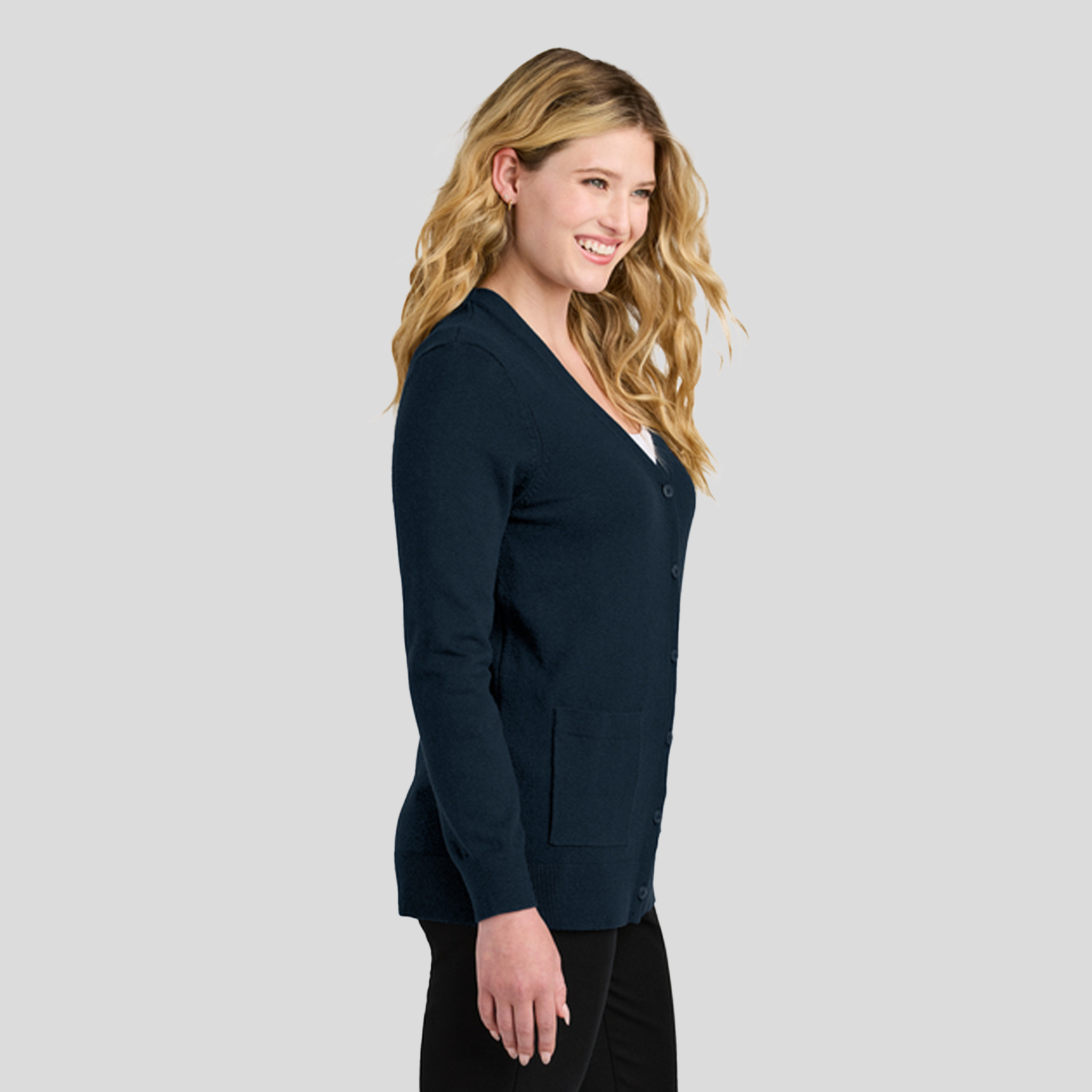 Women’s Easy Care Button-Up Cardigan Sweater | River Blue Navy