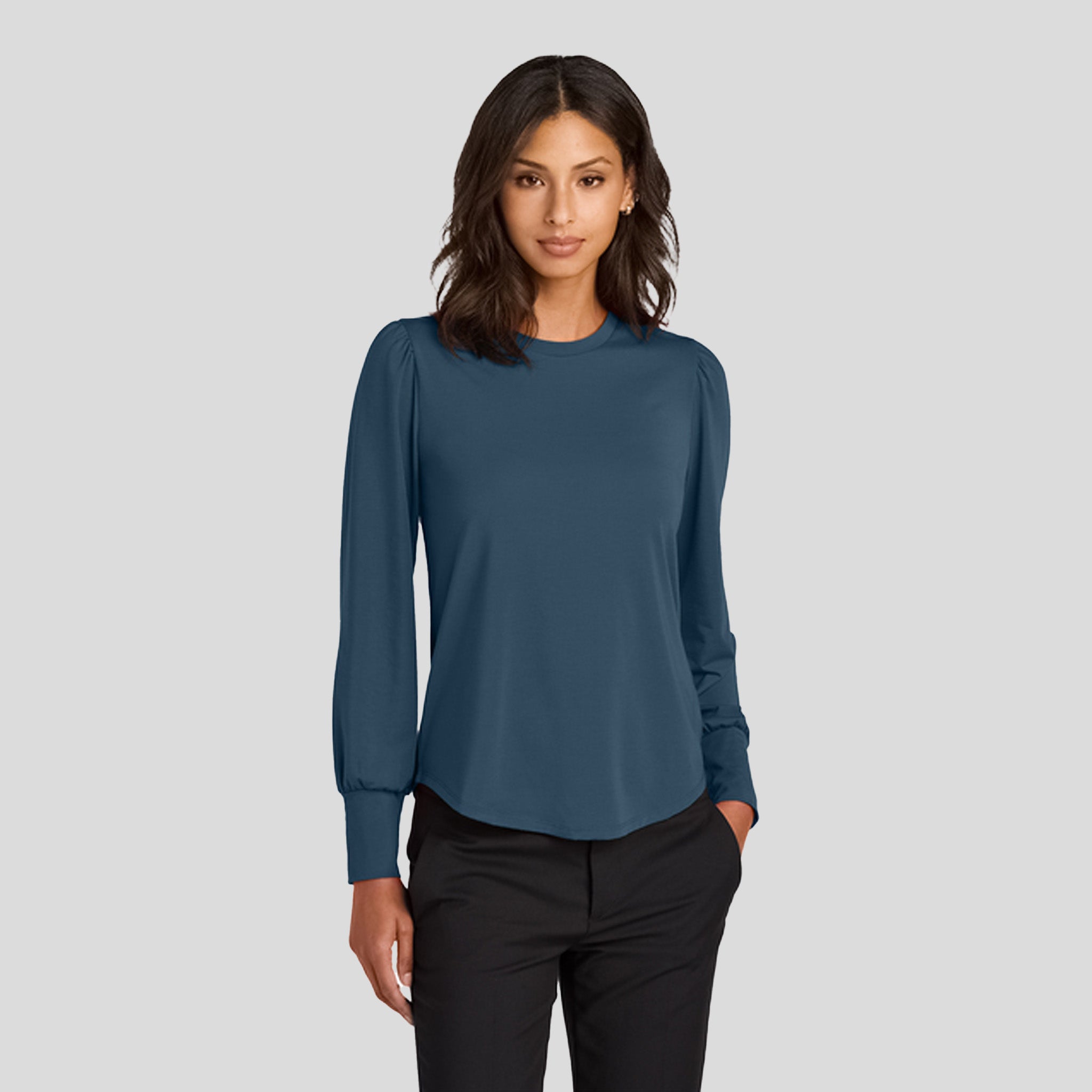 Women’s Stretch Jersey Long Sleeve Blouson Top | Insignia Blue