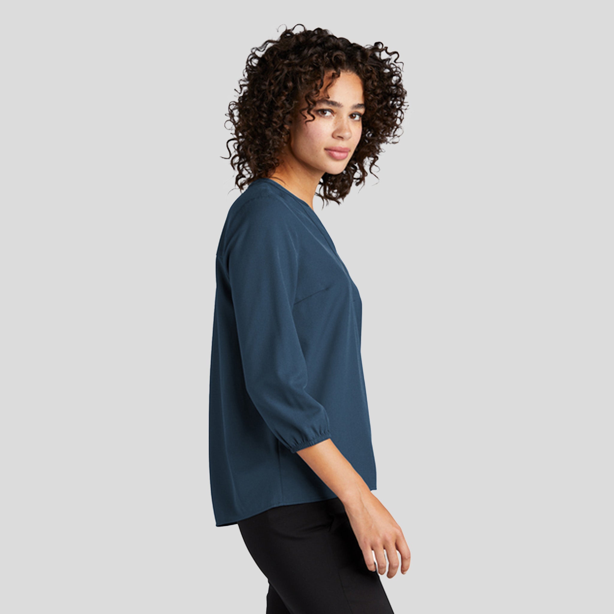 Women's Stretch Crepe 3/4-Sleeve Blouse | Insignia Blue