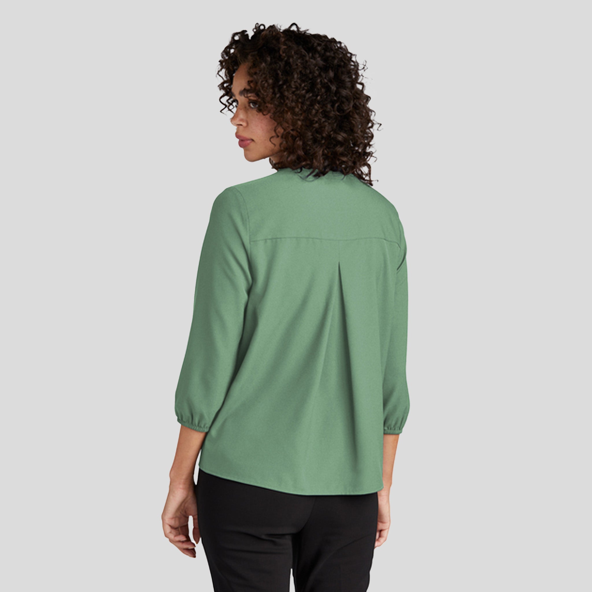 Women's Stretch Crepe 3/4-Sleeve Blouse | Sage