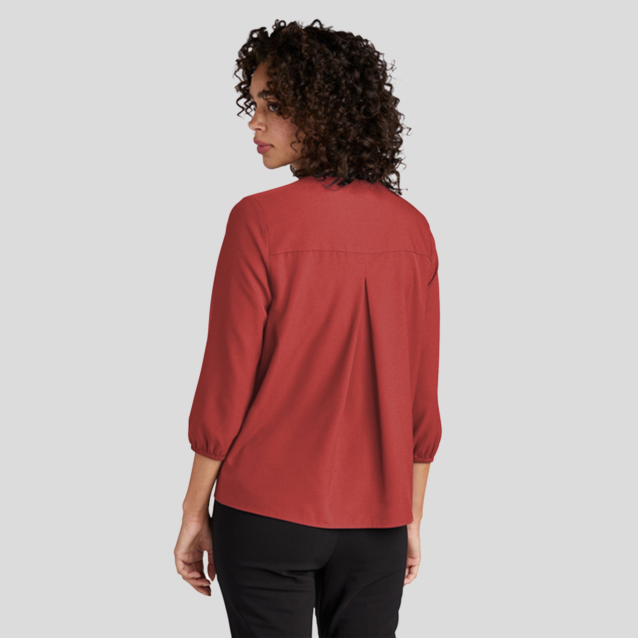 Women's Stretch Crepe 3/4-Sleeve Blouse | Terracotta