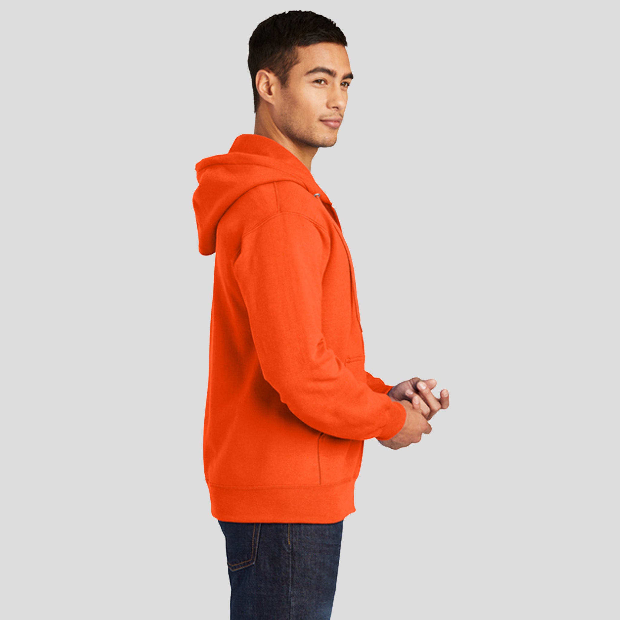 Essential Fleece Full-Zip Hooded Sweatshirt | Safety Orange