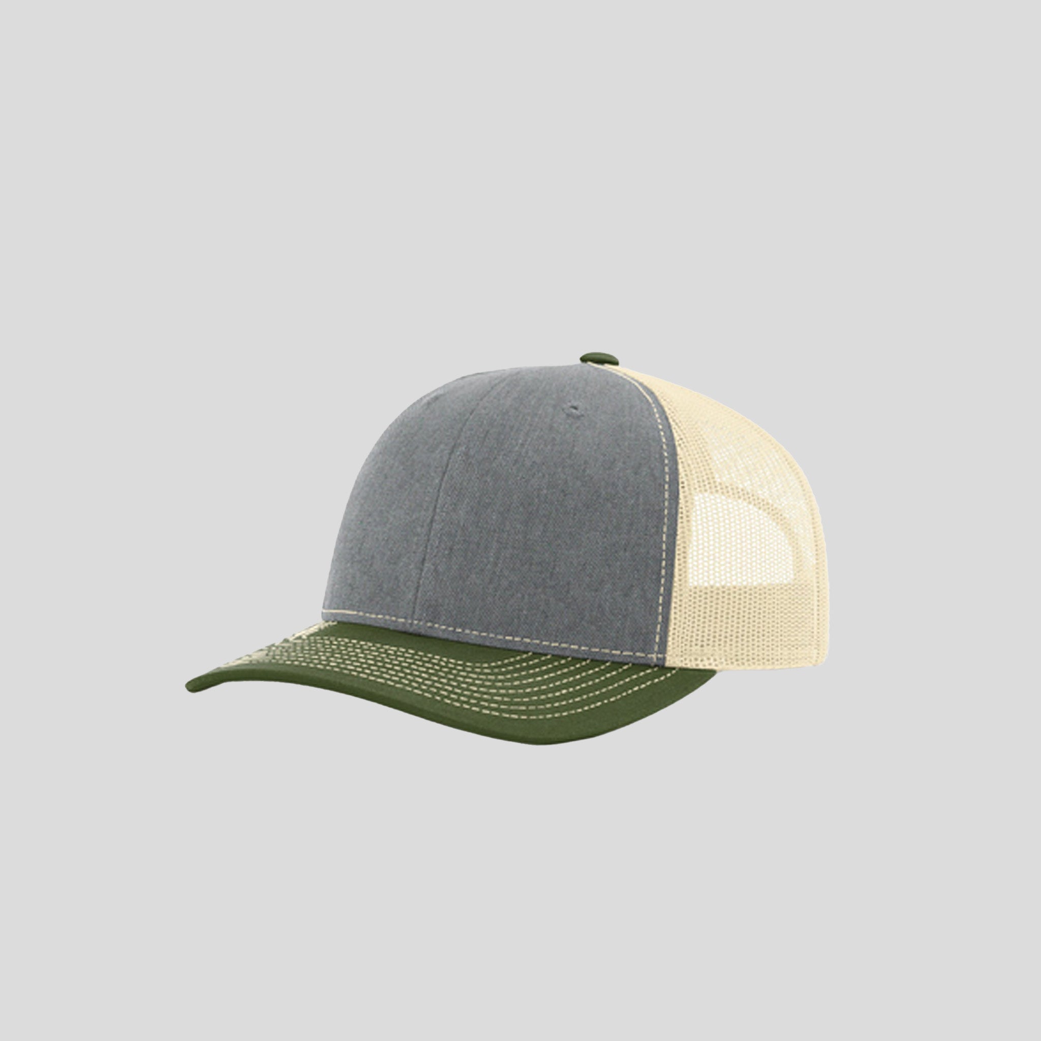 Richardson Trucker Cap | Heather Grey/Birch/Army Olive