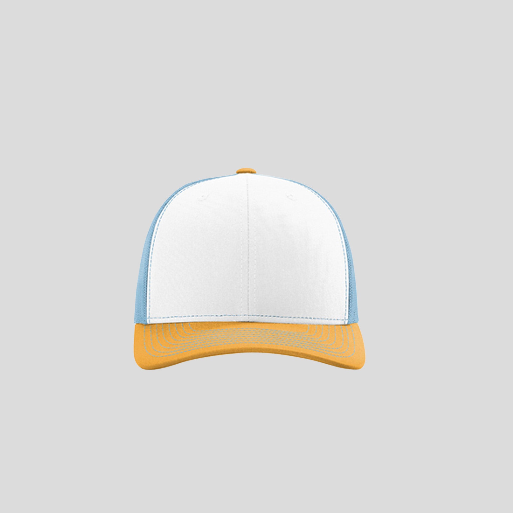 Richardson Trucker Cap | White/Columbia Blue/Yellow